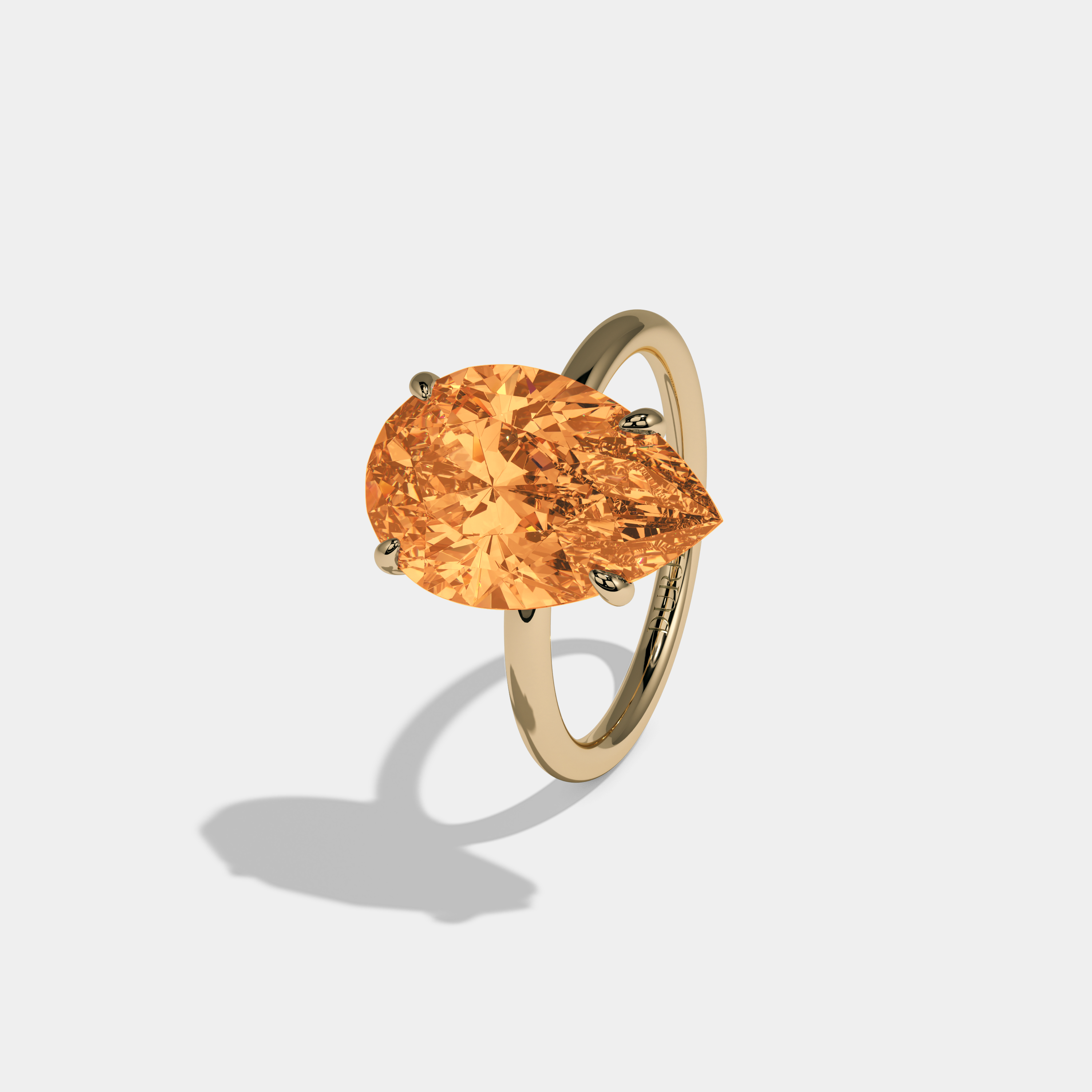 Sophia Fancy Orange Pear Cut Diamond Plain Band Engagement Ring 6ct 18K Yellow Gold