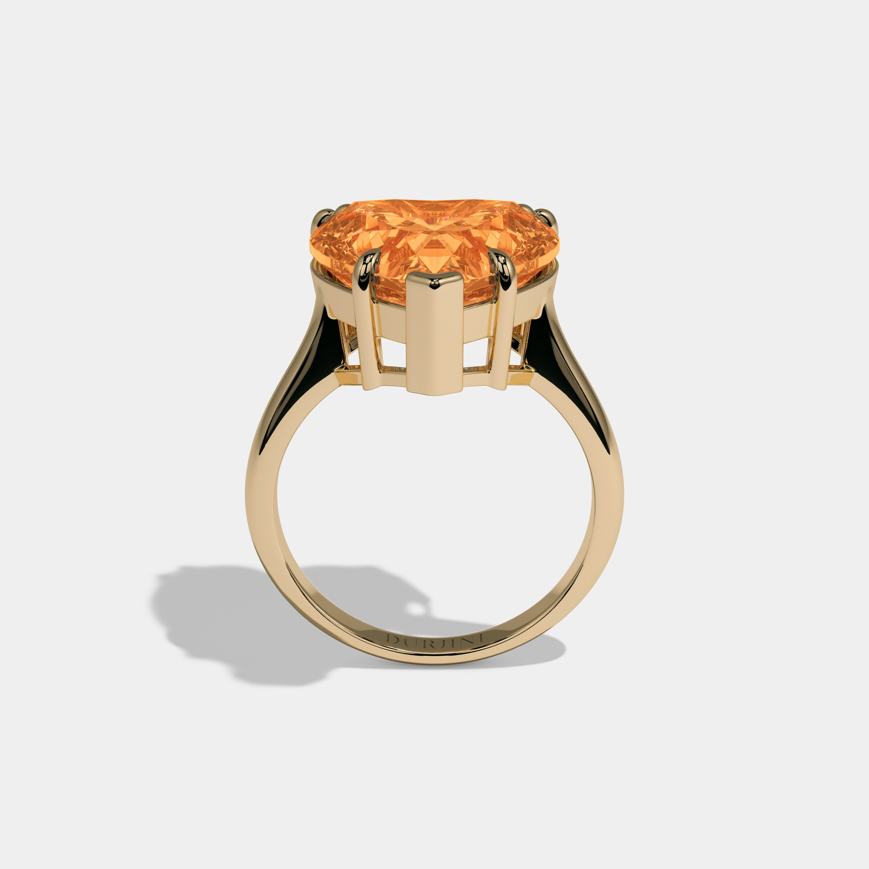 Sophia Fancy Orange Heart Brilliant Cut Diamond Plain Band Engagement Ring 6ct 18K Yellow Gold