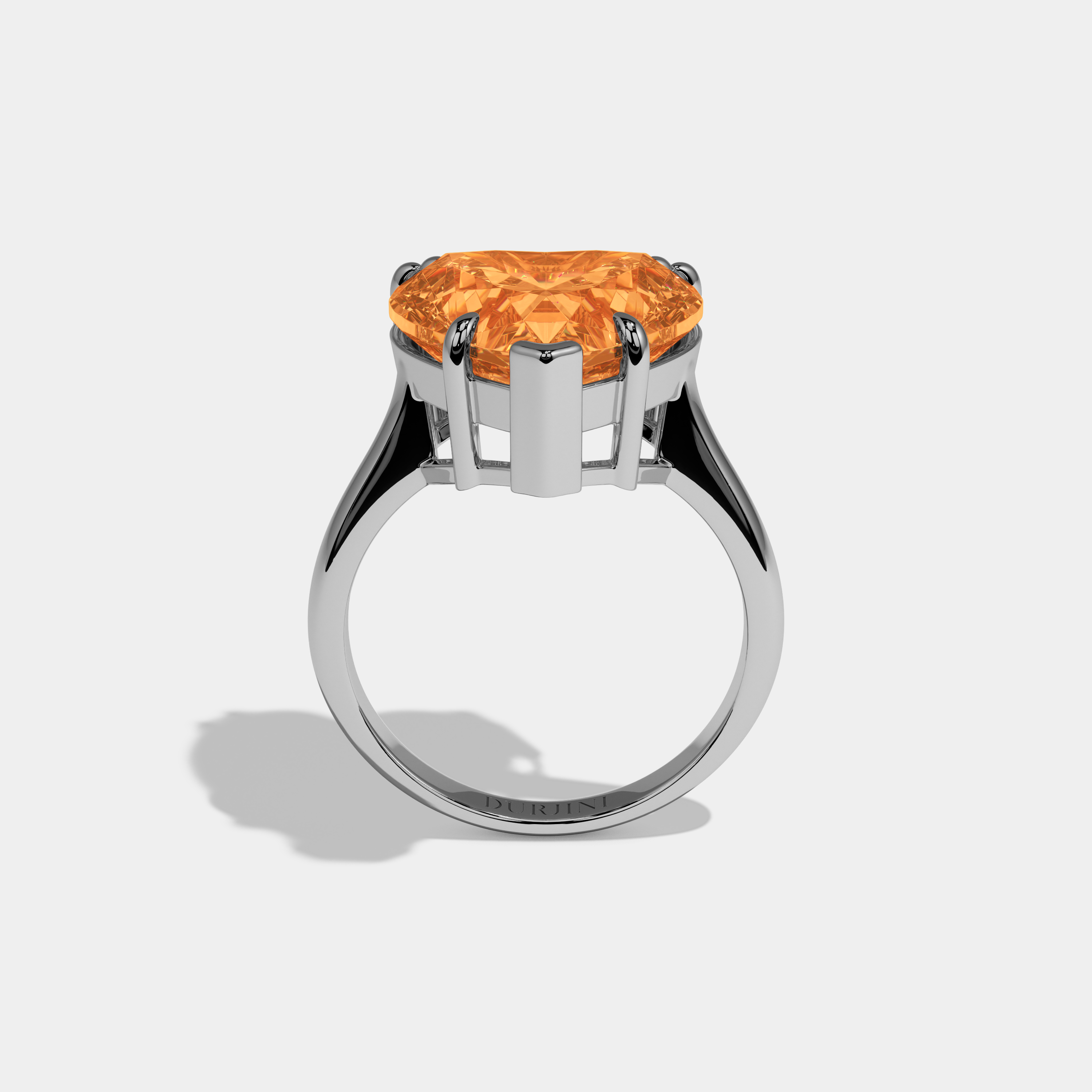 Caroline Fancy Orange Heart Brilliant Cut Diamond Plain Band Engagement Ring 6ct 18K White Gold