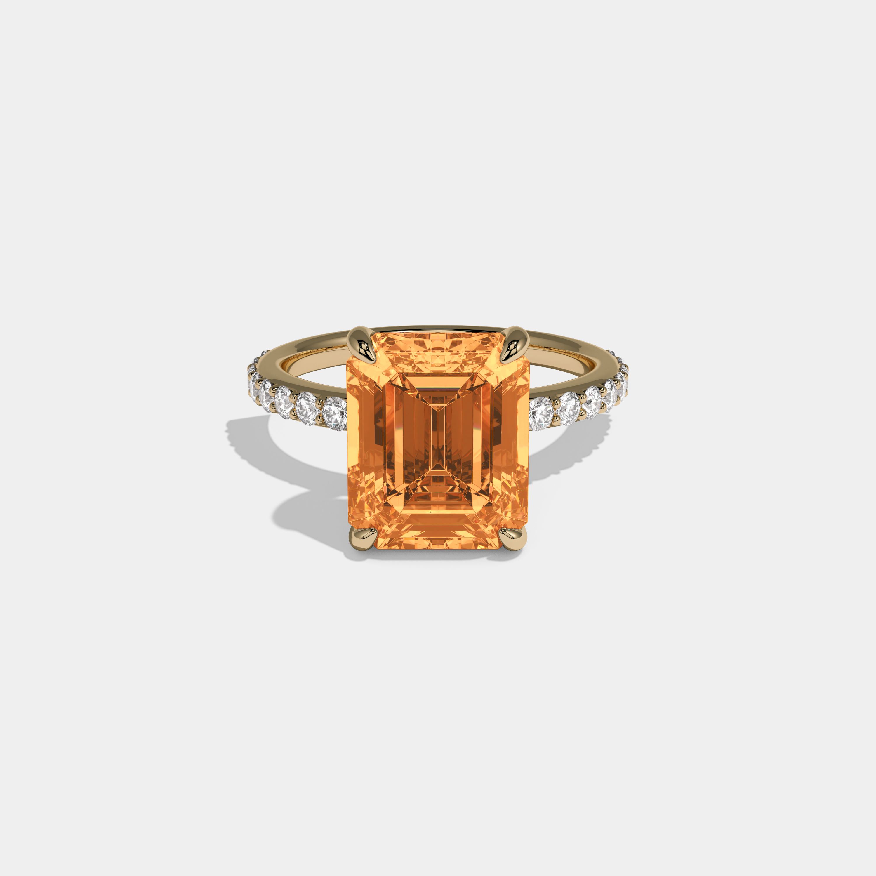 Sophia Fancy Orange Emerald Cut Diamond Band Engagement Ring 6ct 18K Yellow Gold
