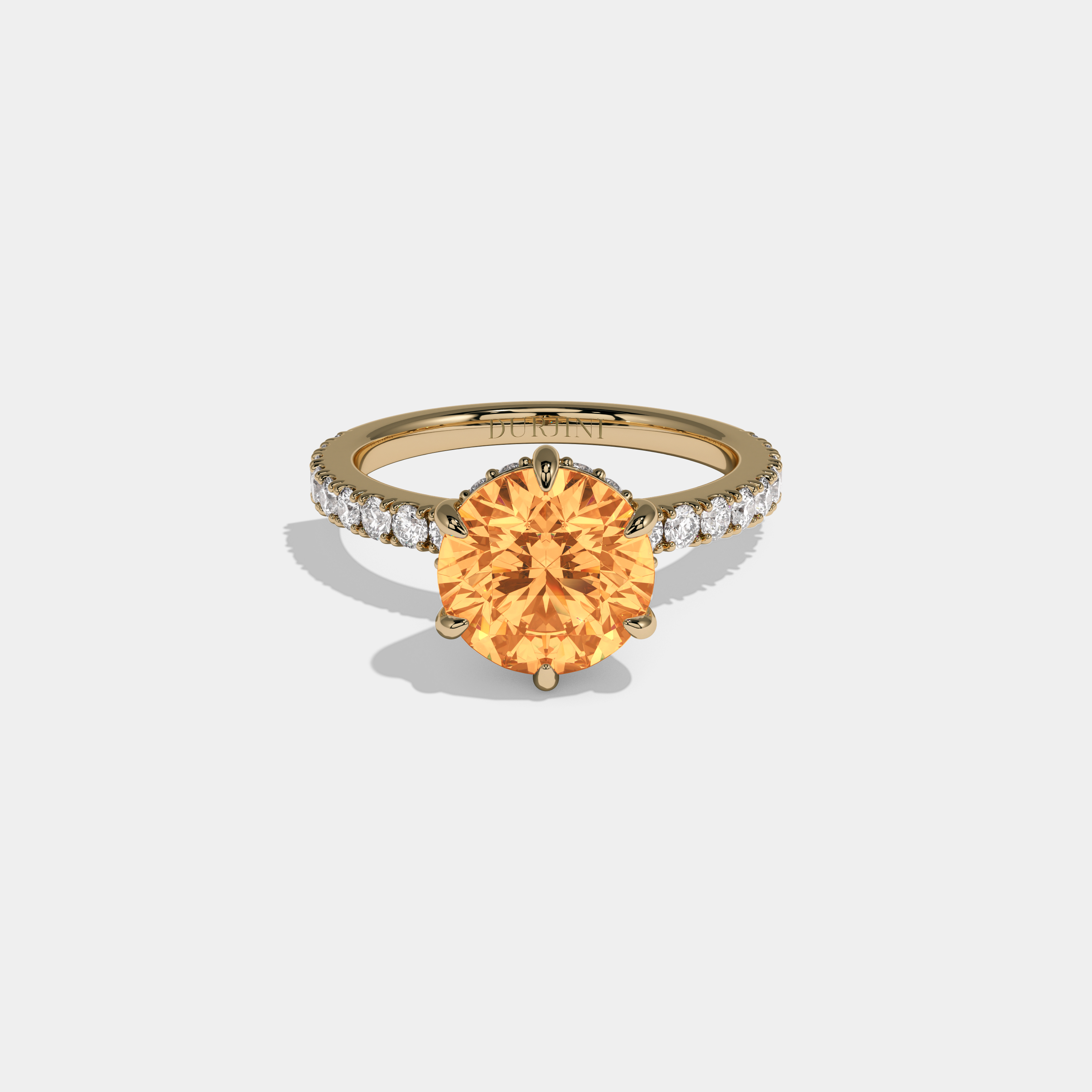 Sophia Fancy Orange Round Brilliant Cut Diamond Band Engagement Ring 6ct 18K Yellow Gold