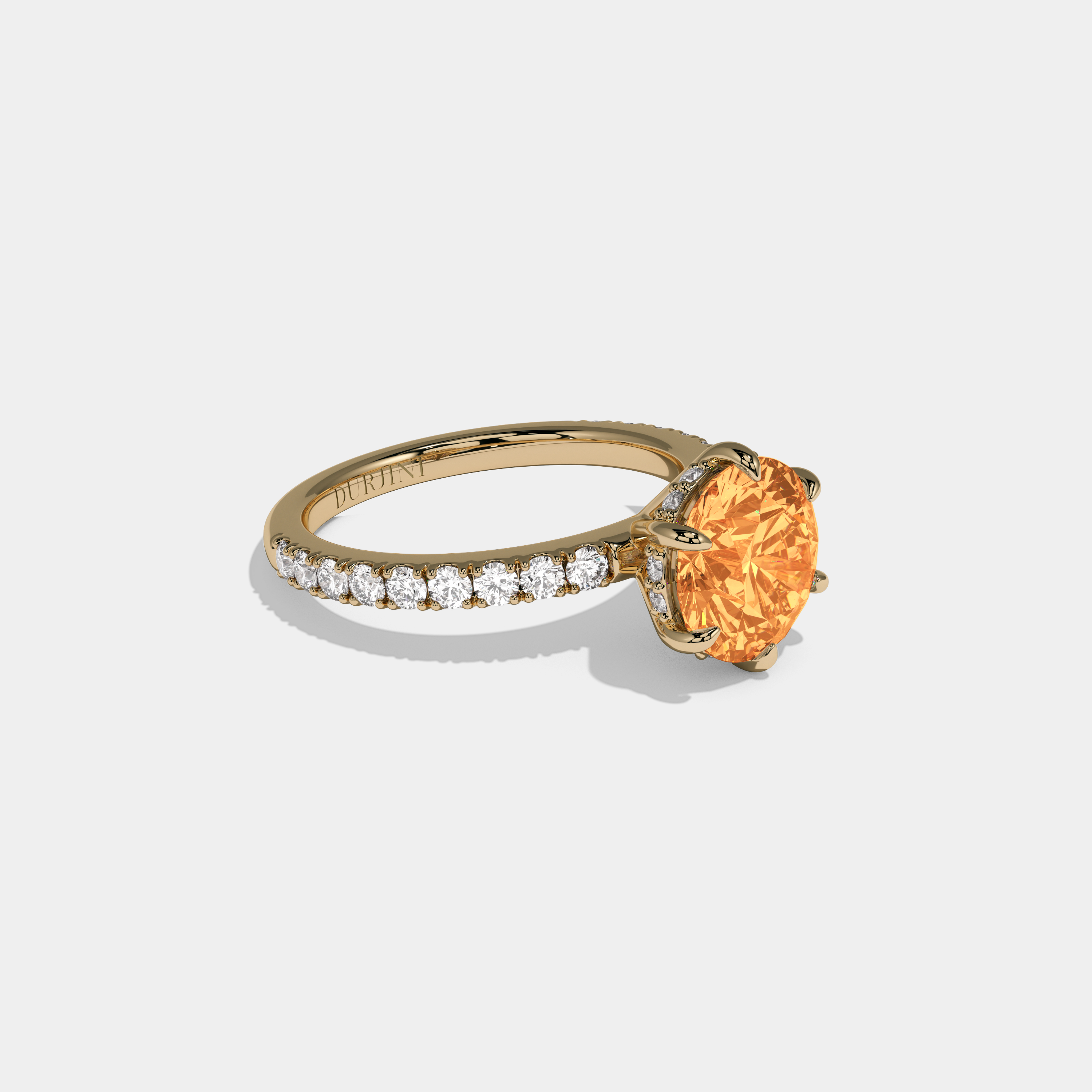 Sophia Fancy Orange Round Brilliant Cut Diamond Band Engagement Ring 6ct 18K Yellow Gold