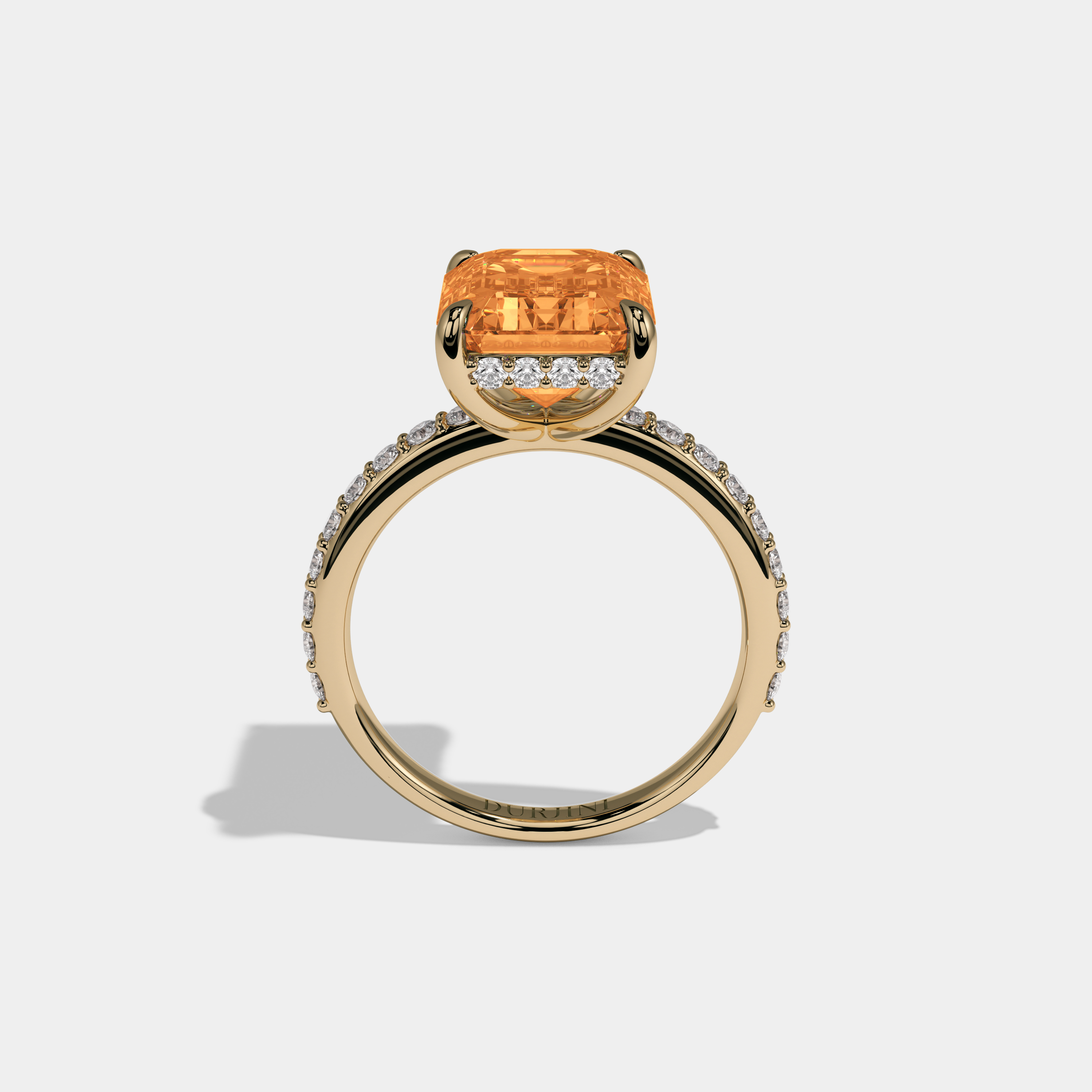 Sophia Fancy Orange Emerald Cut Diamond Band Engagement Ring 6ct 18K Yellow Gold