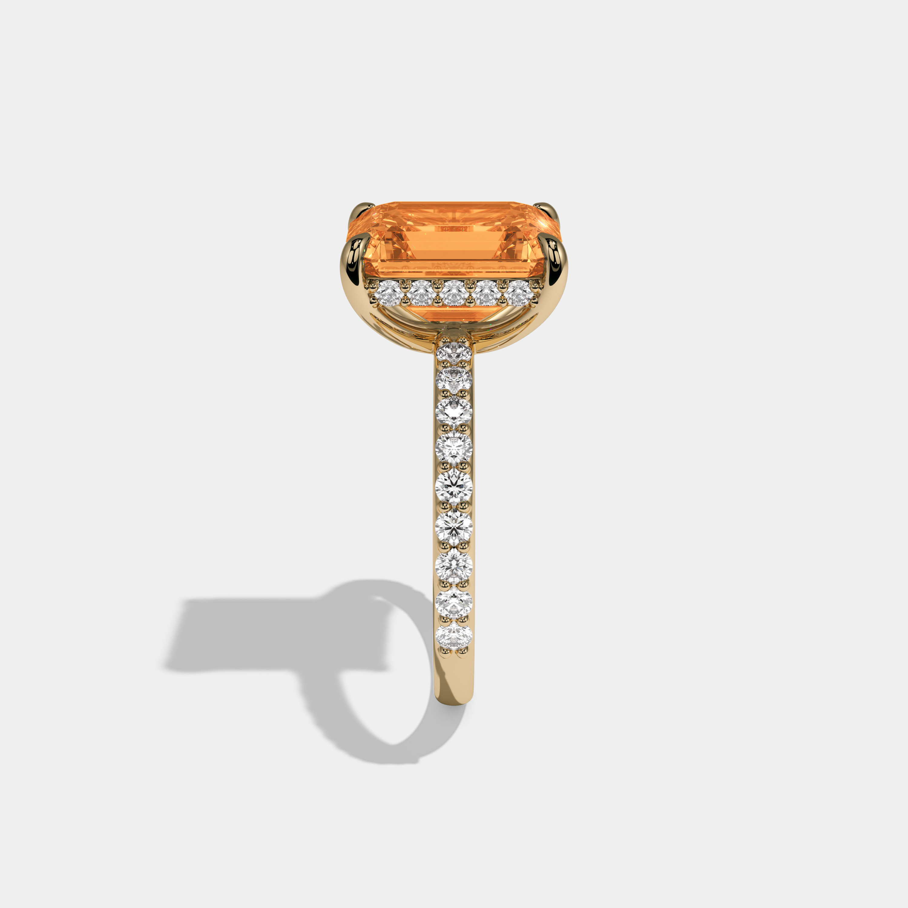 Sophia Fancy Orange Emerald Cut Diamond Band Engagement Ring 6ct 18K Yellow Gold