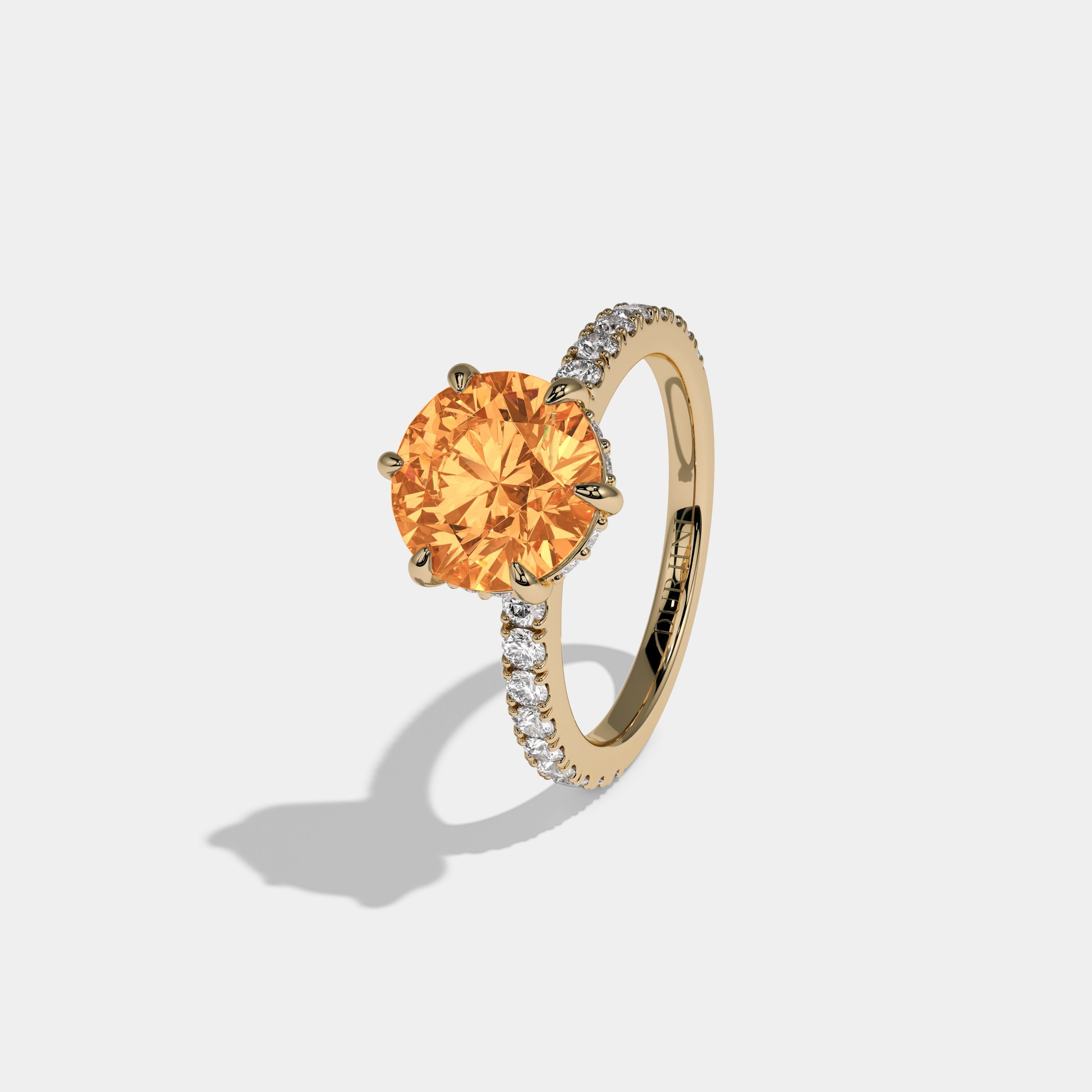 Sophia Fancy Orange Round Brilliant Cut Diamond Band Engagement Ring 6ct 18K Yellow Gold