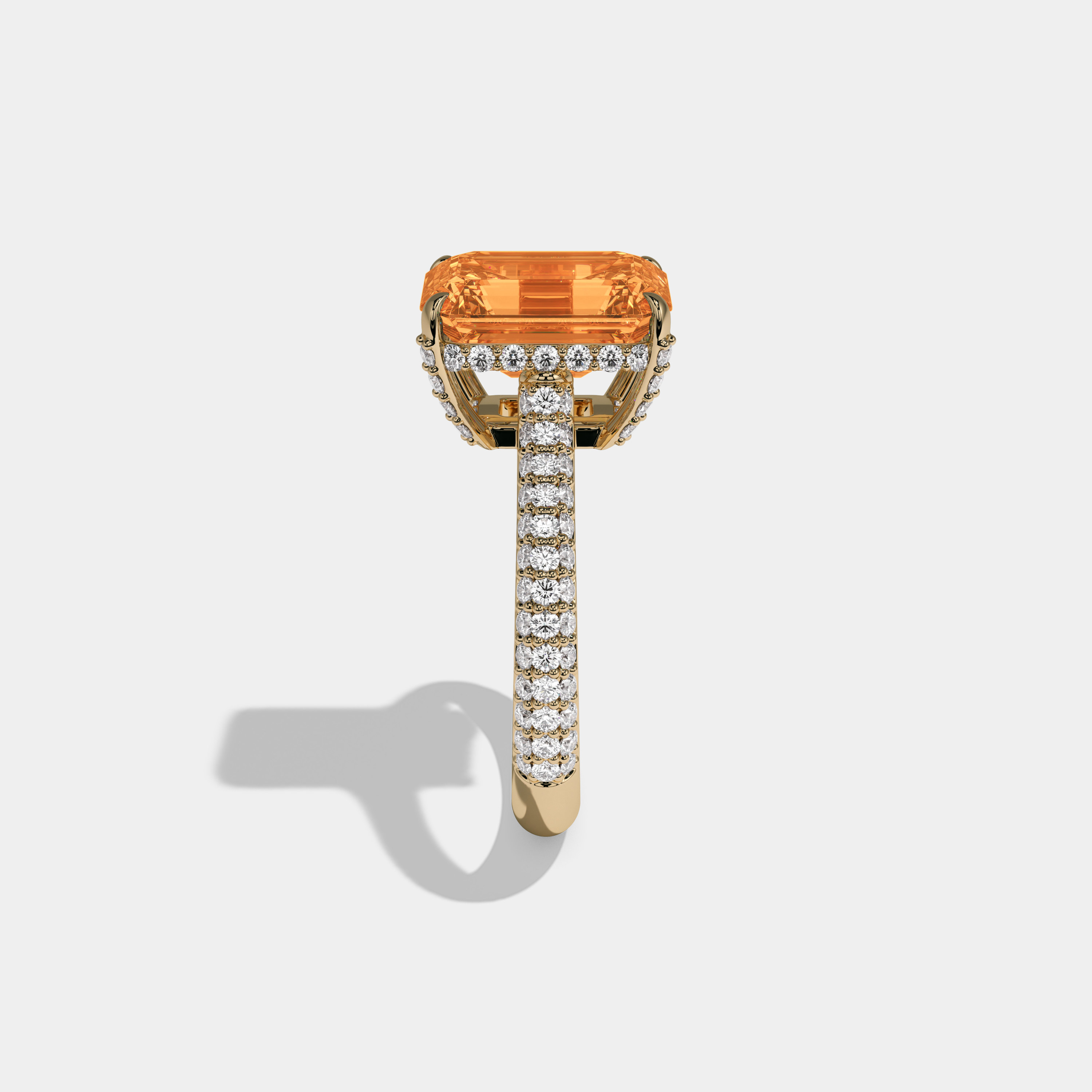 Sophia Fancy Orange Emerald Cut Diamond Band Engagement Ring 6ct 18K Yellow Gold