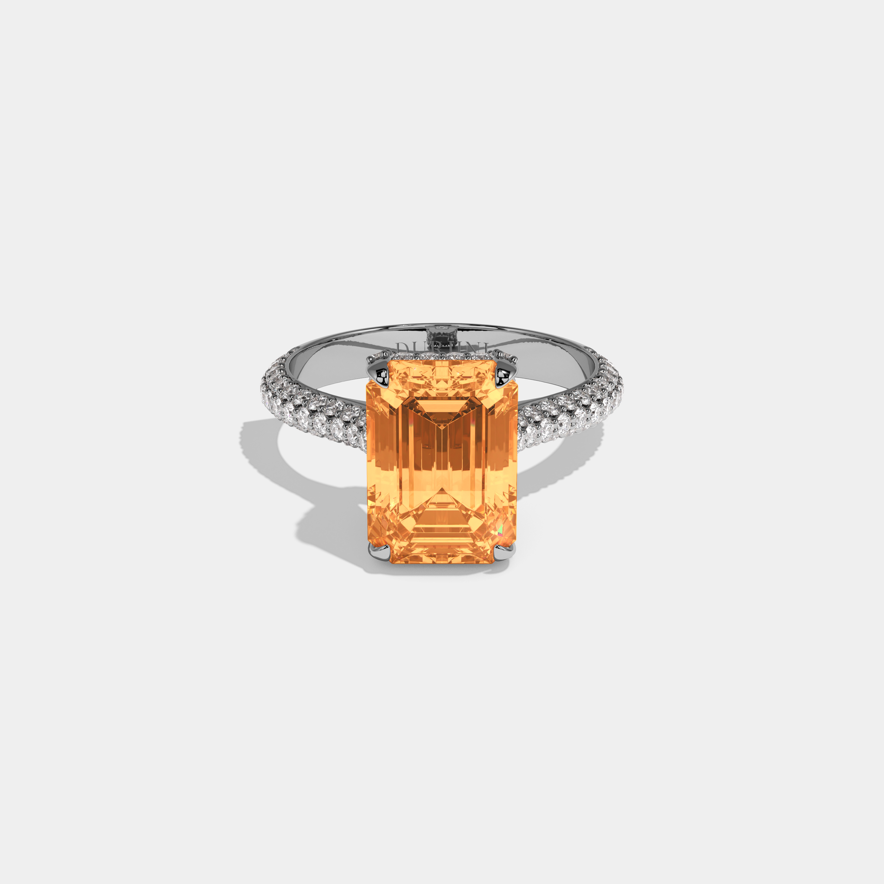 Amelia Fancy Red Emerald Cut Diamond Band Engagement Ring 6ct 18K White Gold