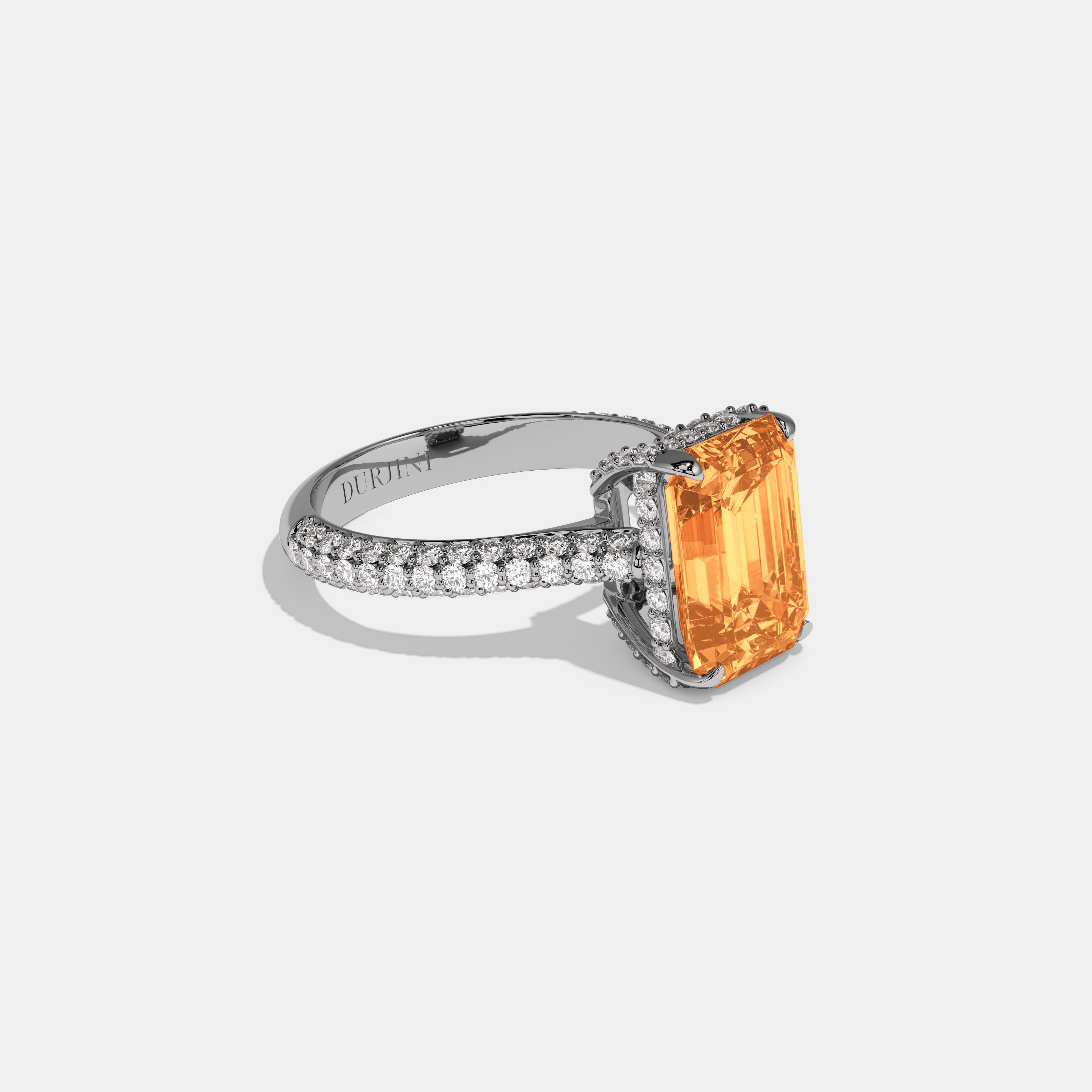 Amelia Fancy Red Emerald Cut Diamond Band Engagement Ring 6ct 18K White Gold