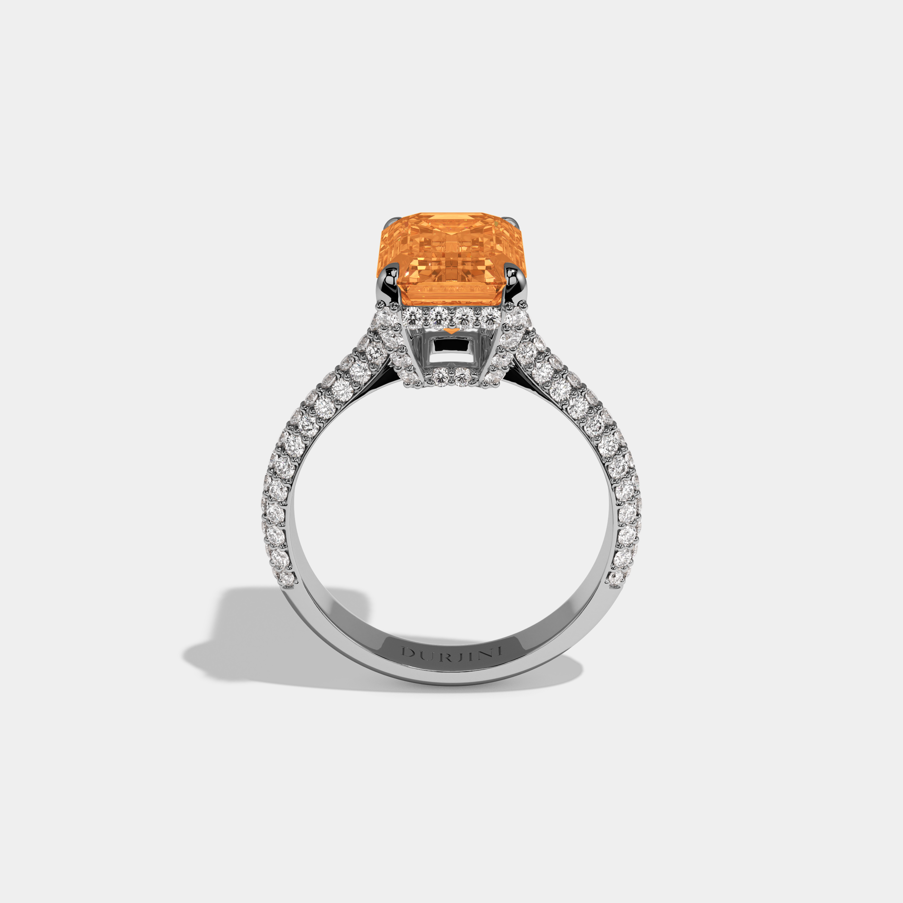 Amelia Fancy Red Emerald Cut Diamond Band Engagement Ring 6ct 18K White Gold