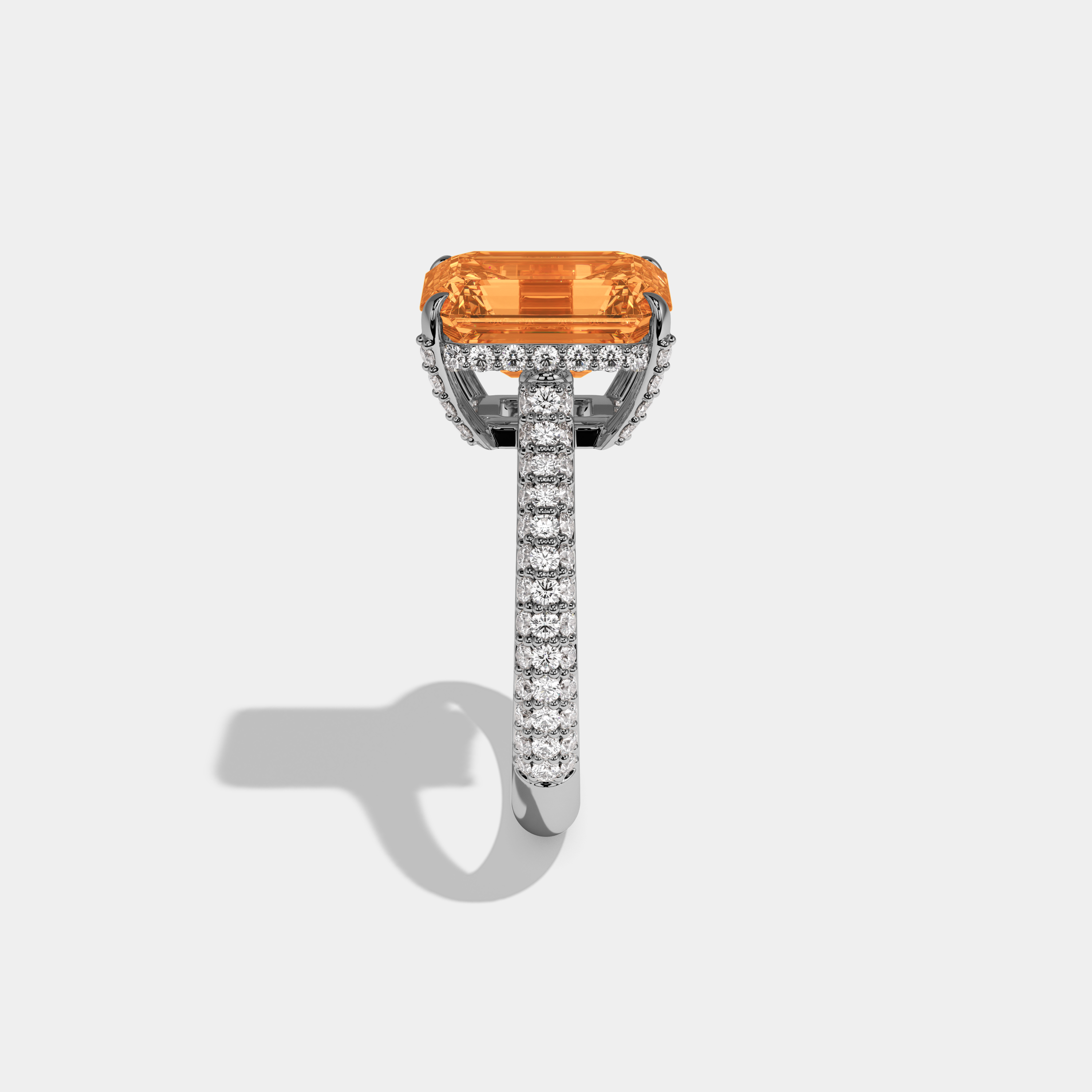 Amelia Fancy Red Emerald Cut Diamond Band Engagement Ring 6ct 18K White Gold