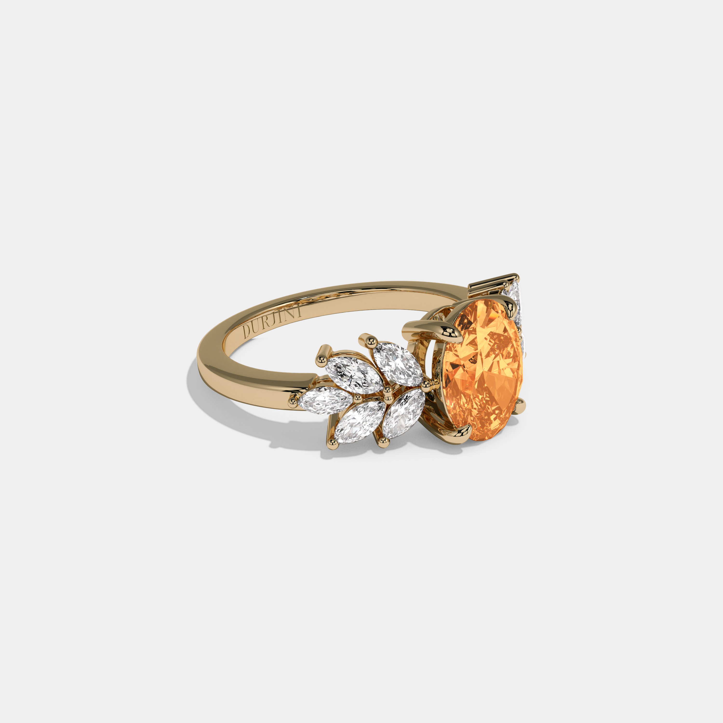 Sophia Fancy Orange Pear Cut Diamond Plain Band Engagement Ring 6ct 18K Yellow Gold