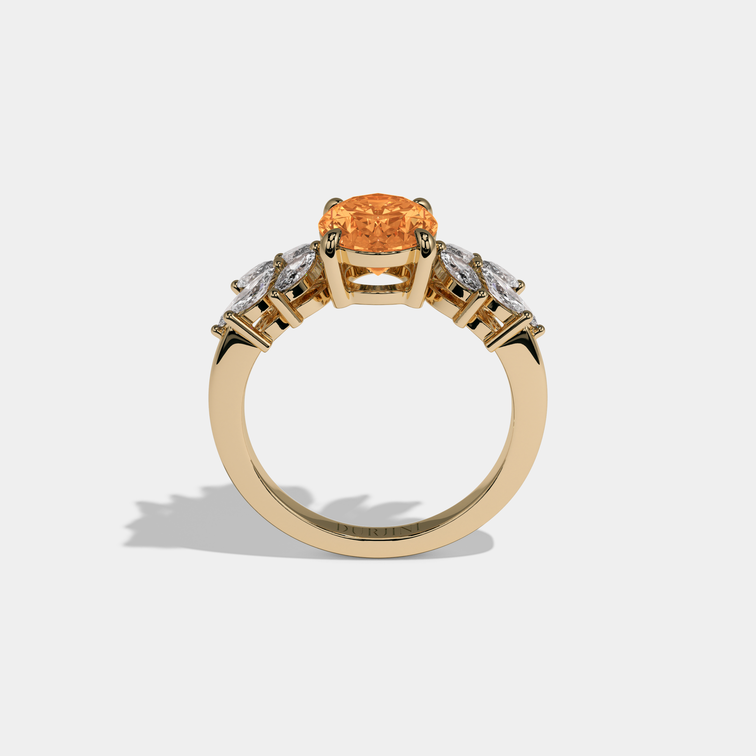 Sophia Fancy Orange Pear Cut Diamond Plain Band Engagement Ring 6ct 18K Yellow Gold