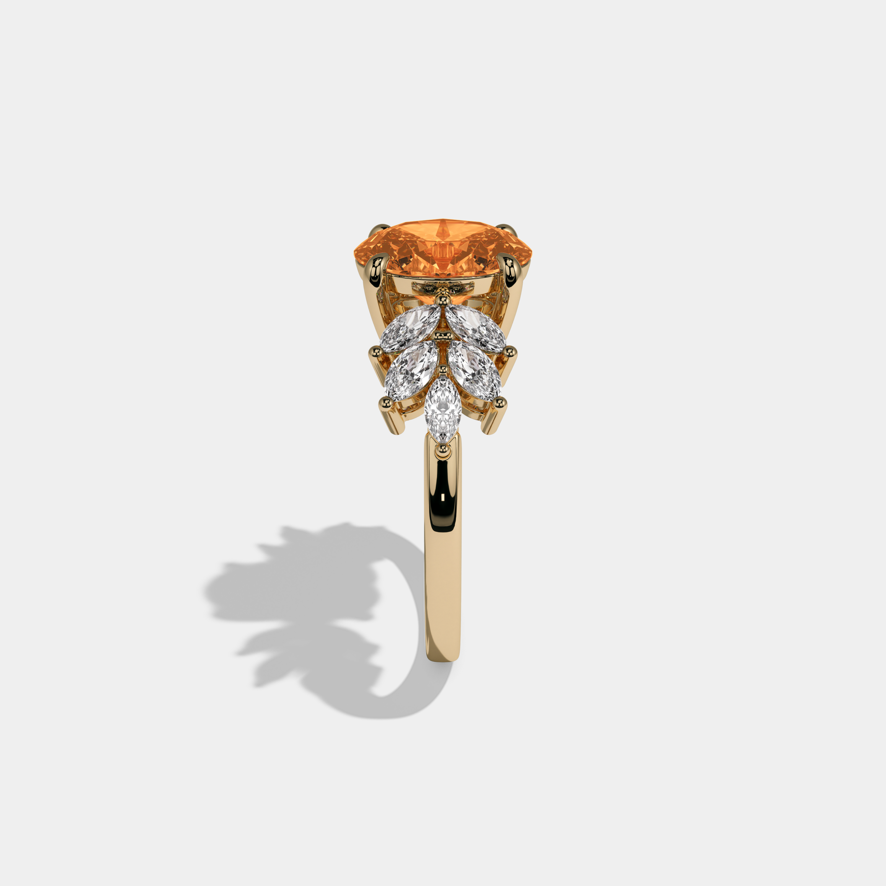 Sophia Fancy Orange Pear Cut Diamond Plain Band Engagement Ring 6ct 18K Yellow Gold