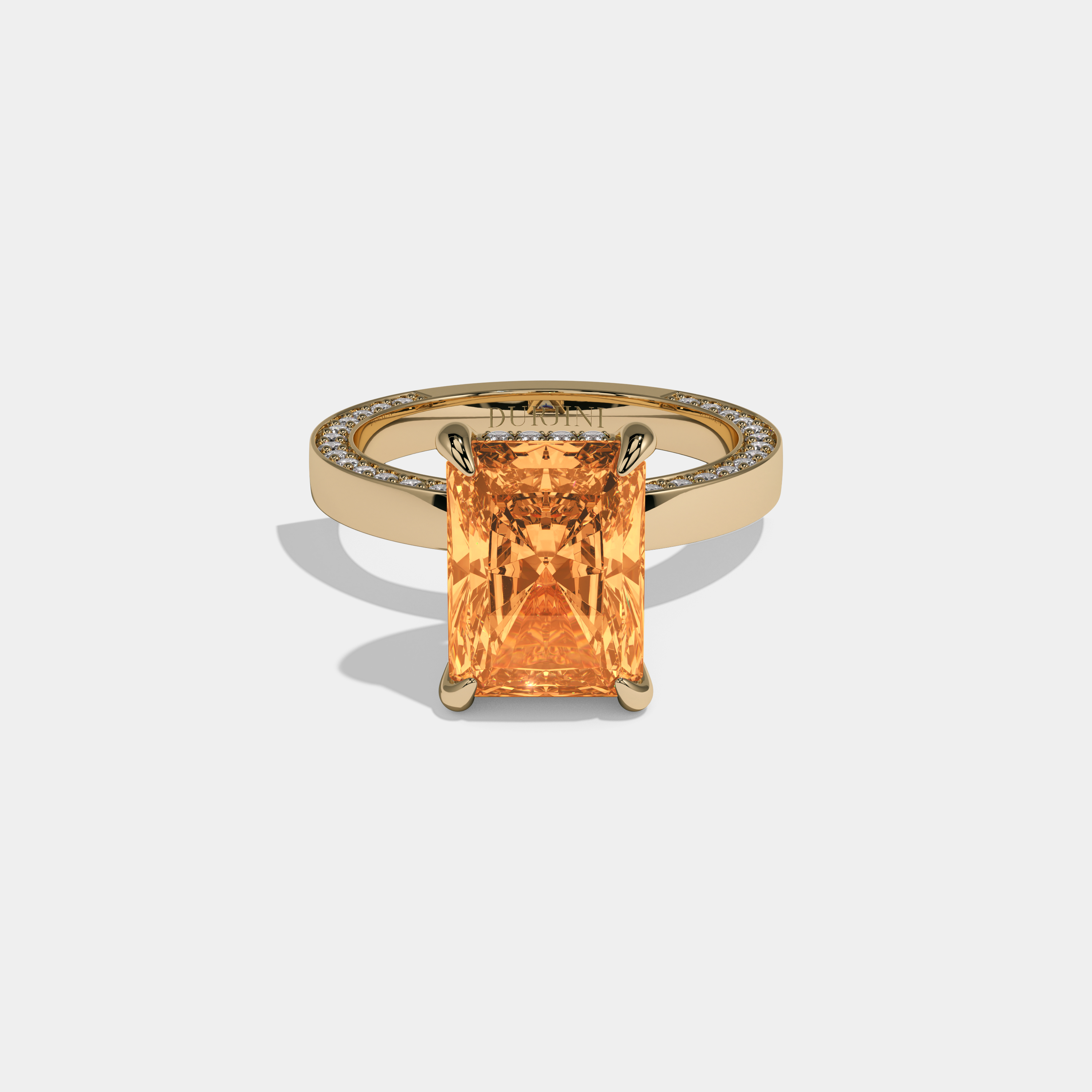 Matilda Fancy Orange Radiant Cut Diamond Hidden Band Engagement Ring 6ct 18K Yellow Gold