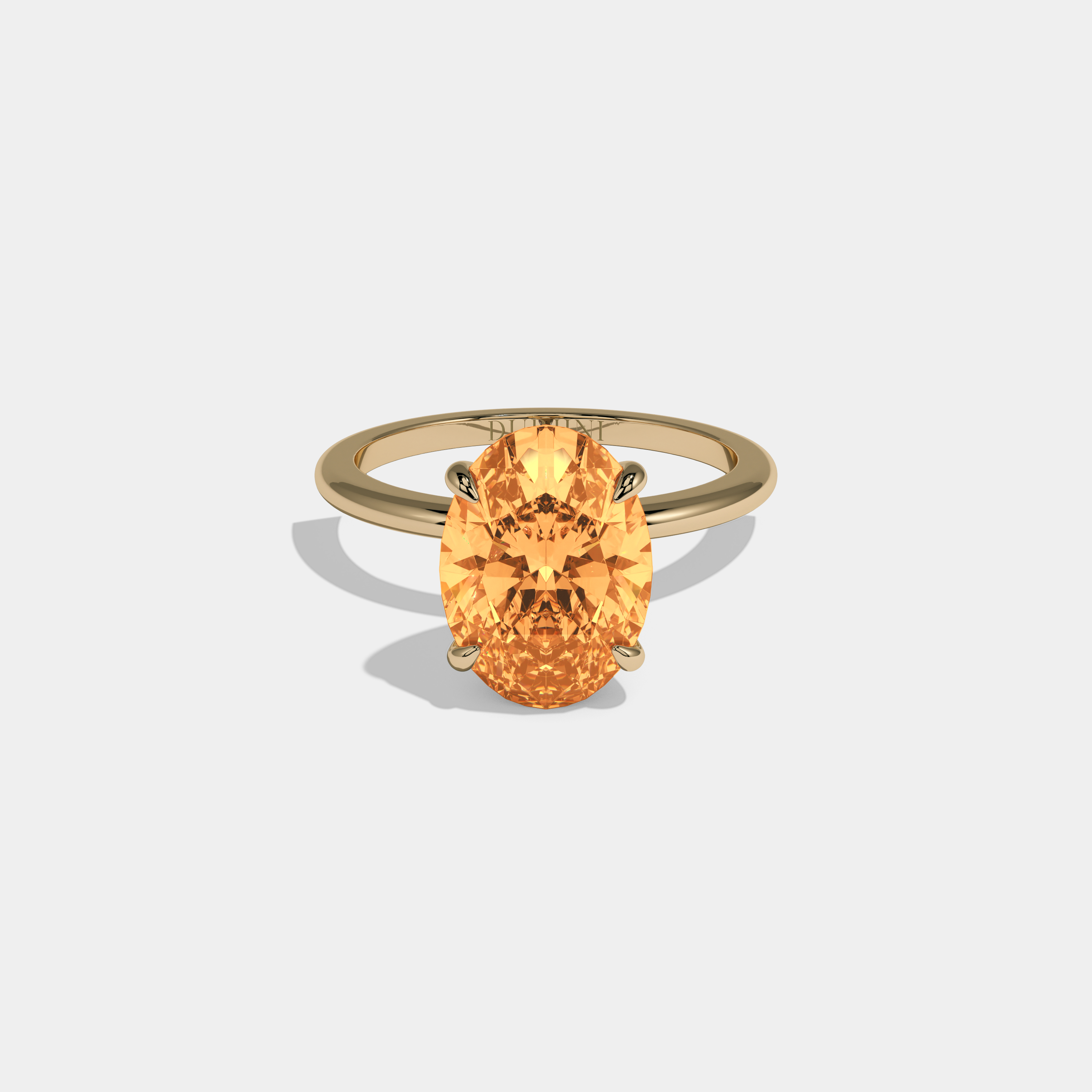 Augusta Fancy Orange Oval Cut Diamond Plain Band Engagement Ring 6.5ct 18K Yellow Gold