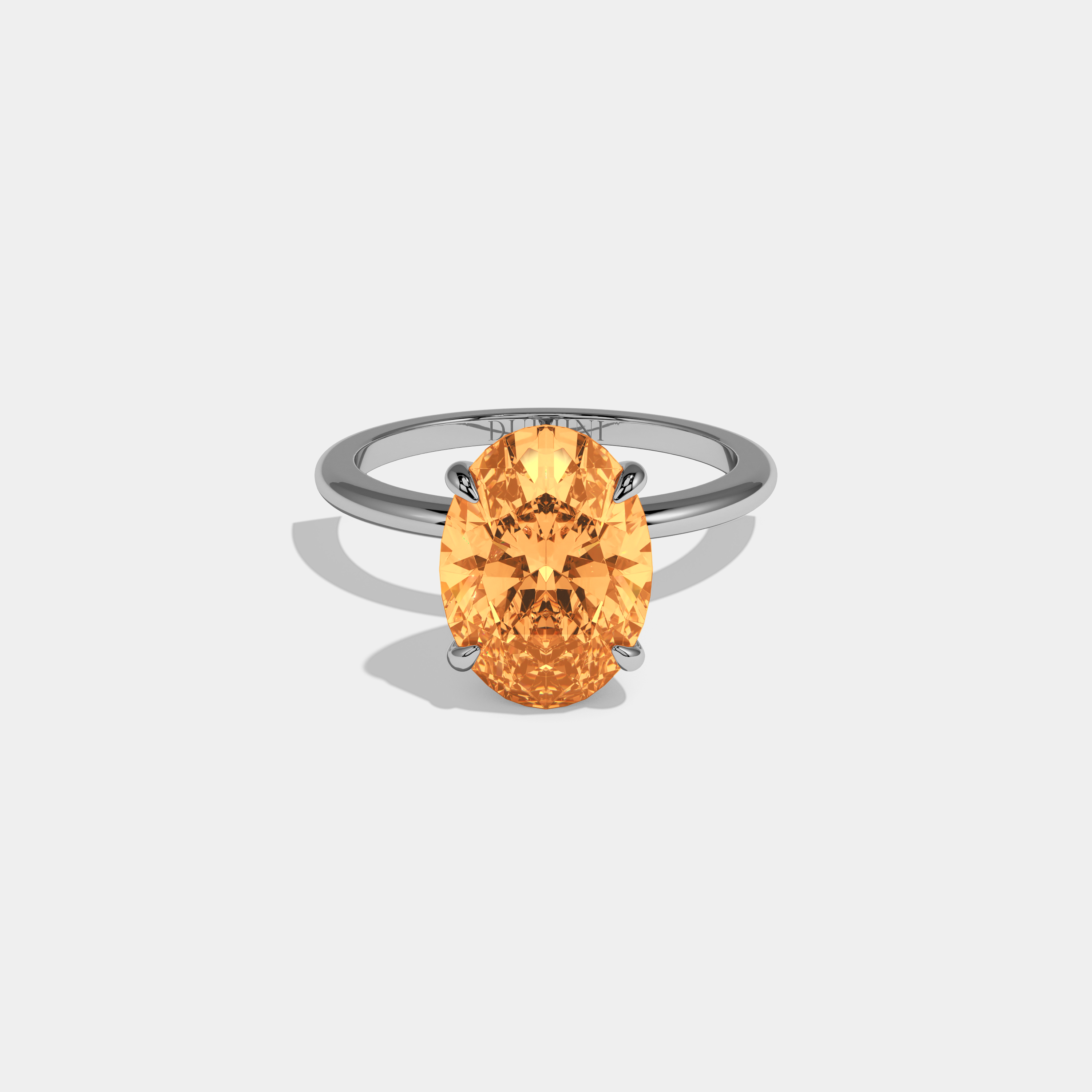 Philippa Fancy Orange Oval Cut Diamond Plain Band Engagement Ring 6.5ct 18K White Gold