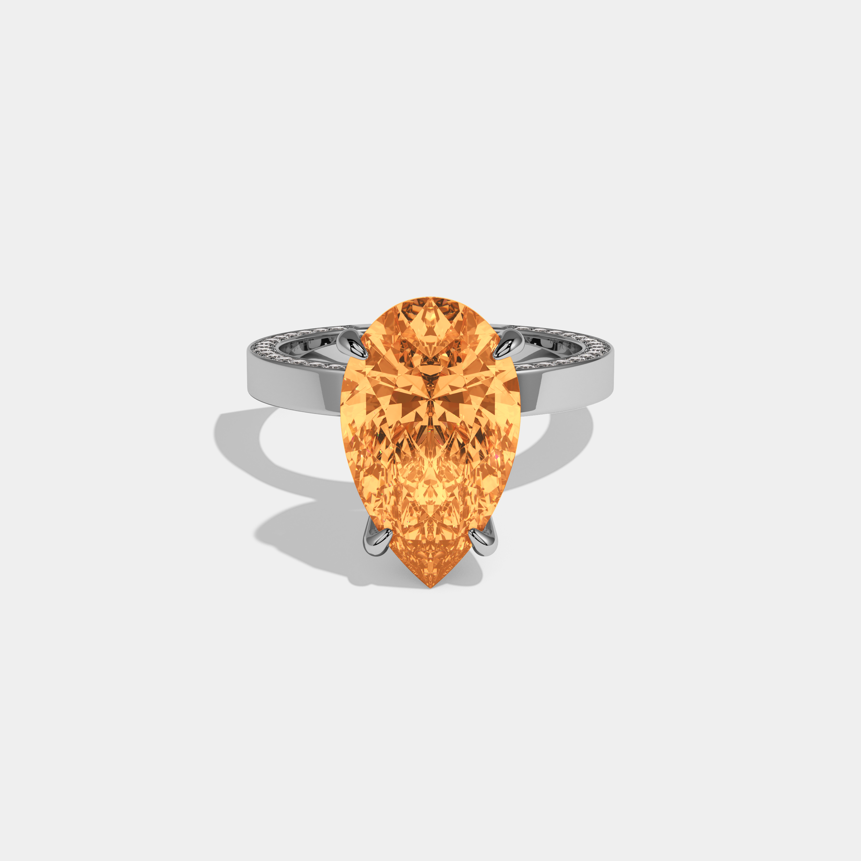 Eugenie Fancy Orange Pear Cut Diamond Hidden Band Engagement Ring 6ct 18K White Gold