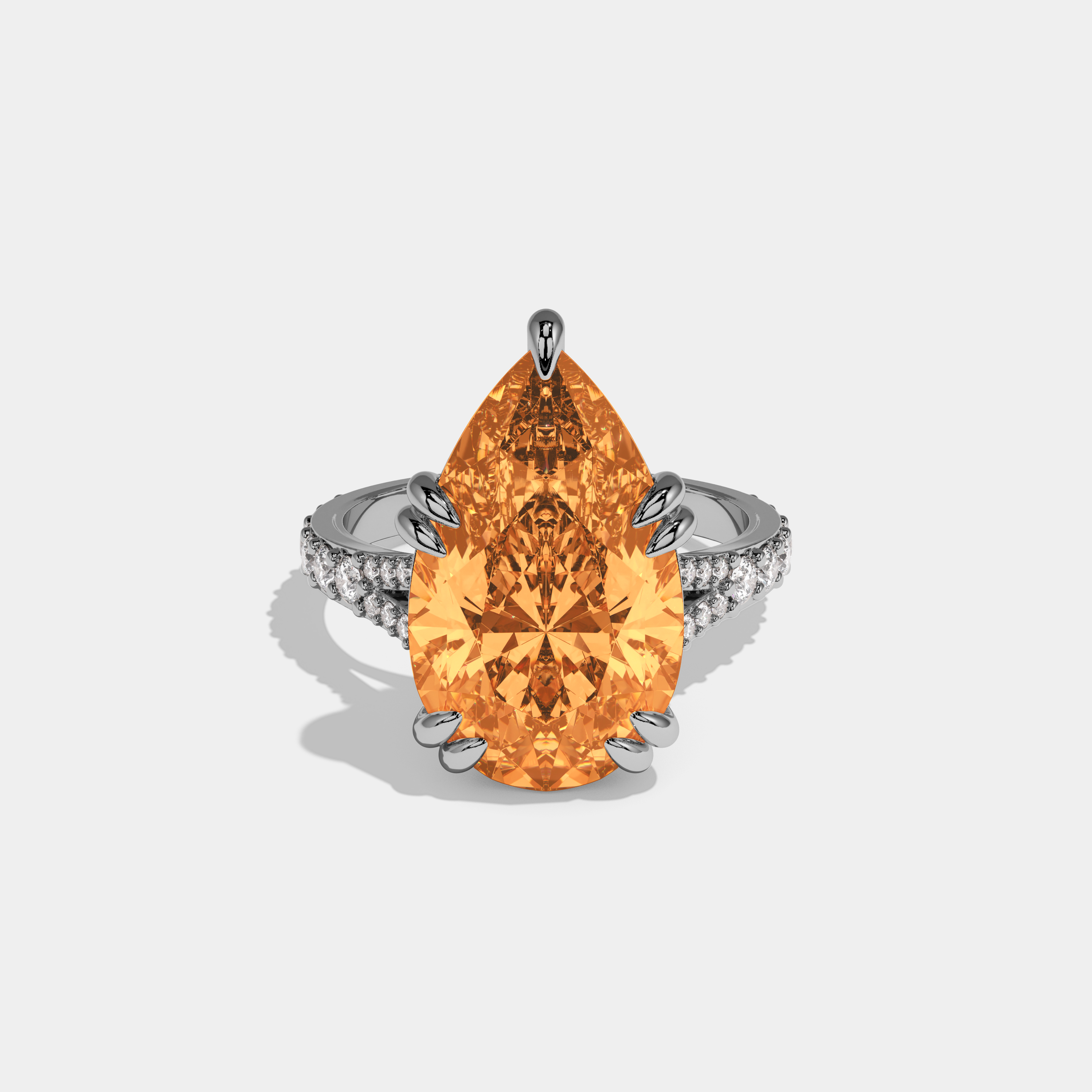 Philippa Fancy Orange Pear Brilliant Cut Diamond Band Engagement Ring 8ct 18K White Gold