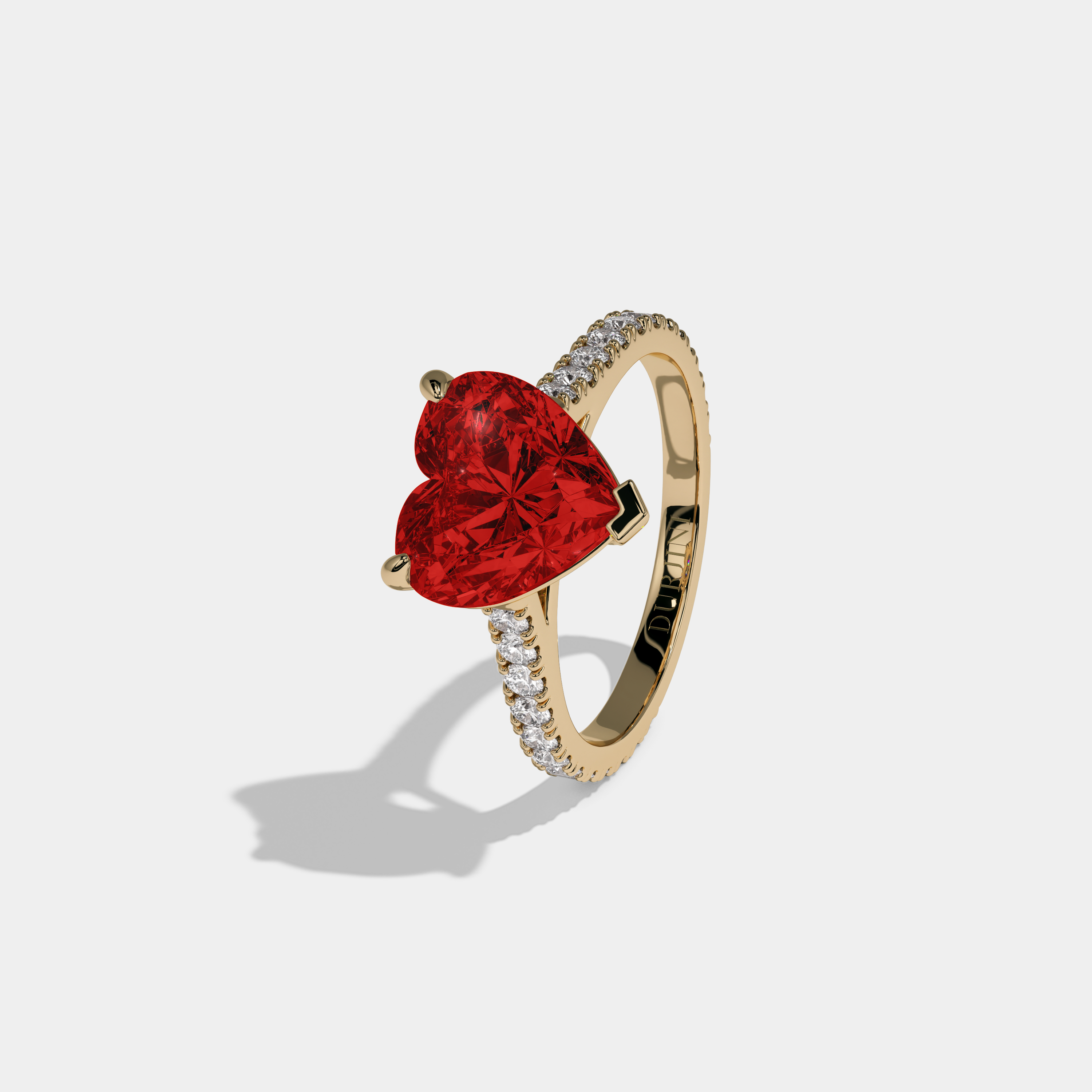 Eleanor Fancy Red Heart Cut Diamond Engagement Ring 7ct 18K Yellow Gold