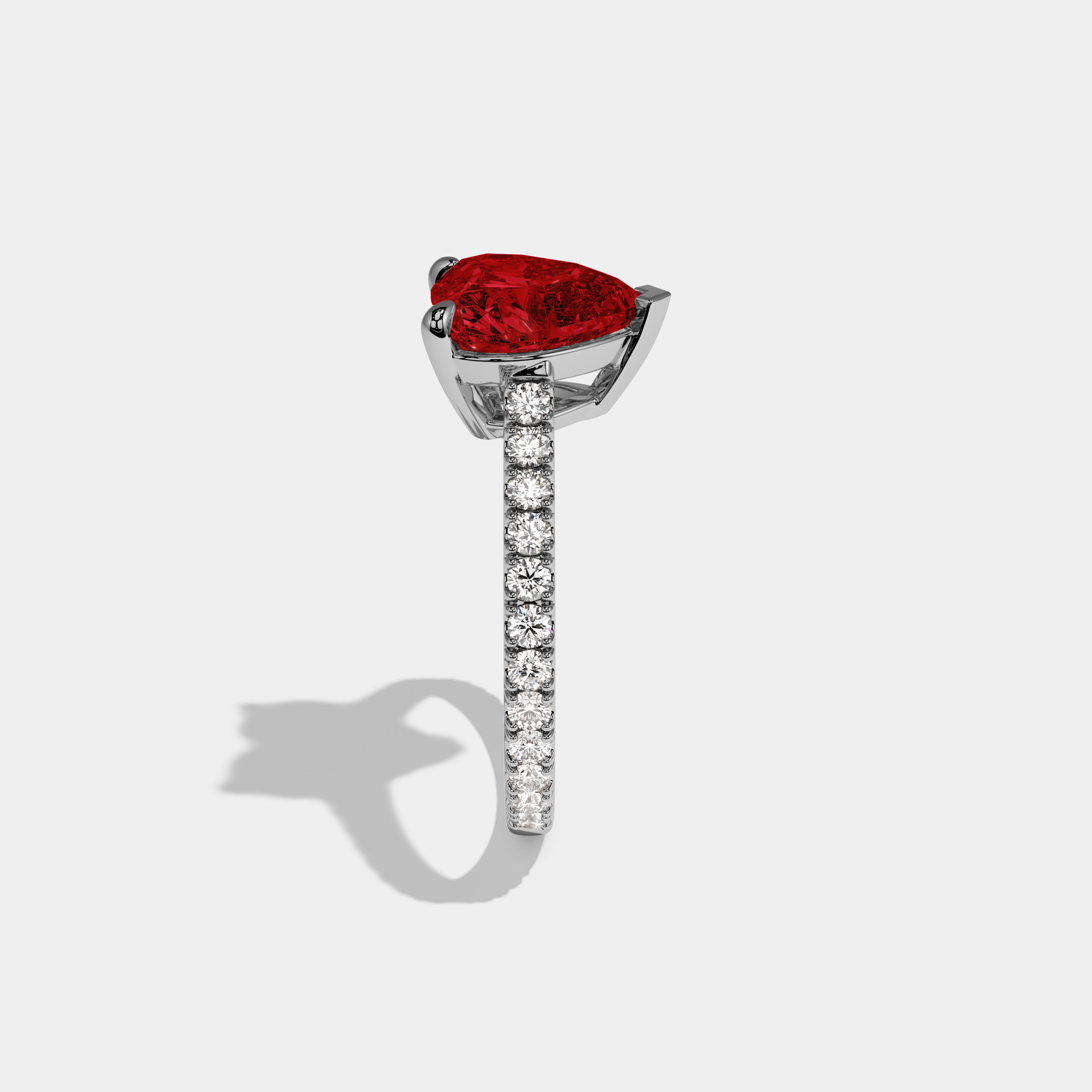 Anne Fancy Red Heart Cut Diamond Engagement Ring 7ct 18K White Gold