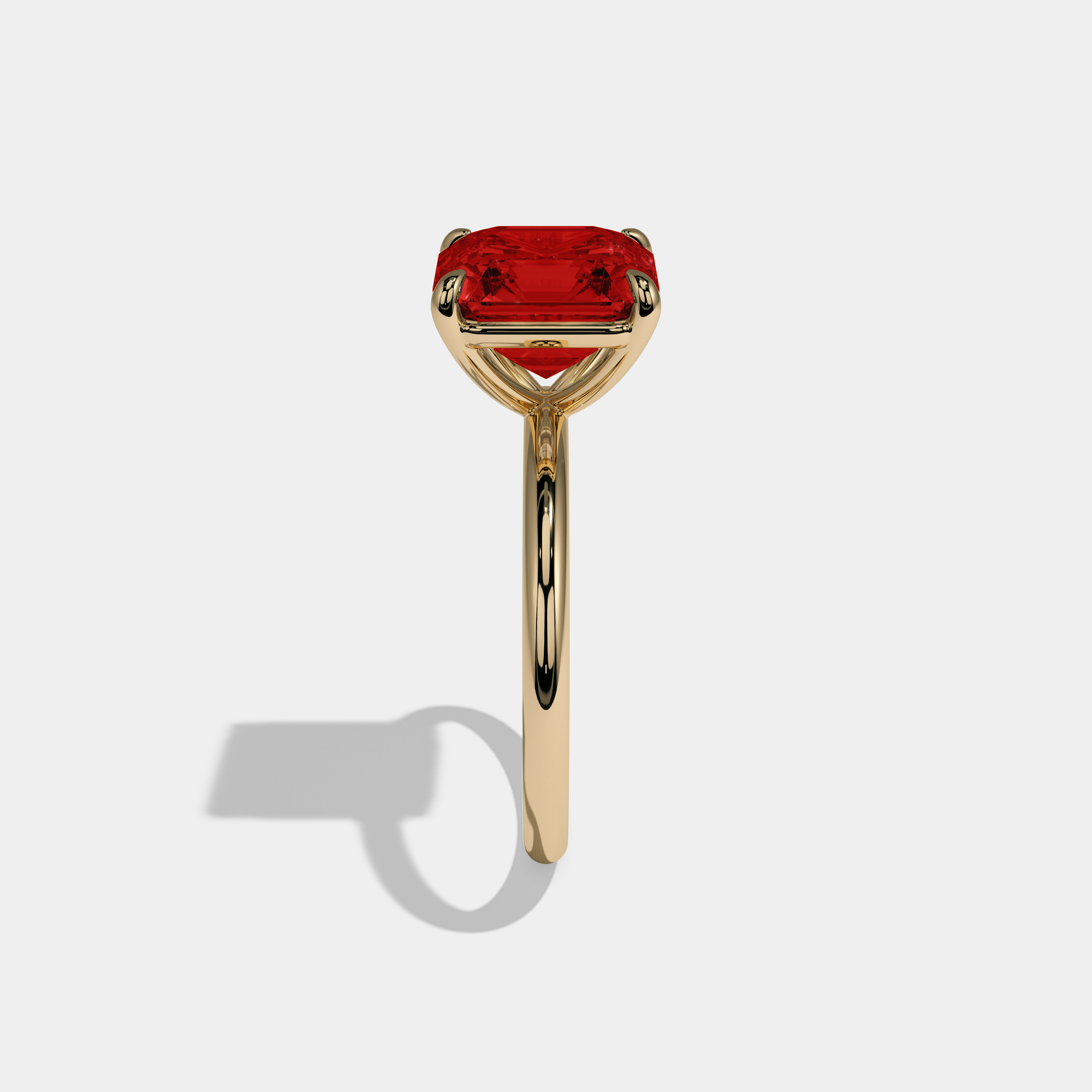 Philippa Fancy Red Asscher Cut Diamond Plain Band Engagement Ring 6ct 18k Yellow Gold