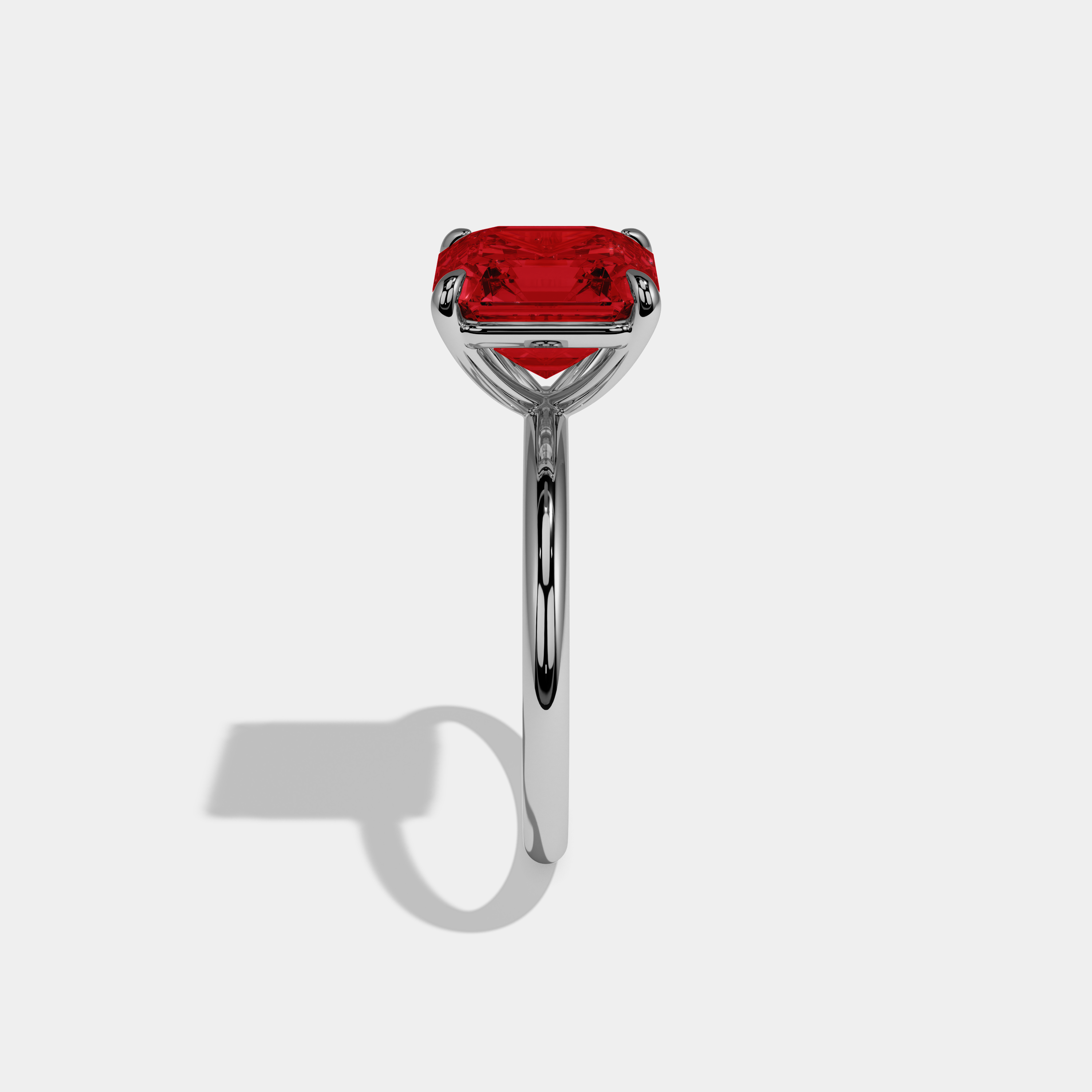 Isabella Fancy Red Asscher Cut Diamond Plain Band Engagement Ring 6ct 18k White Gold