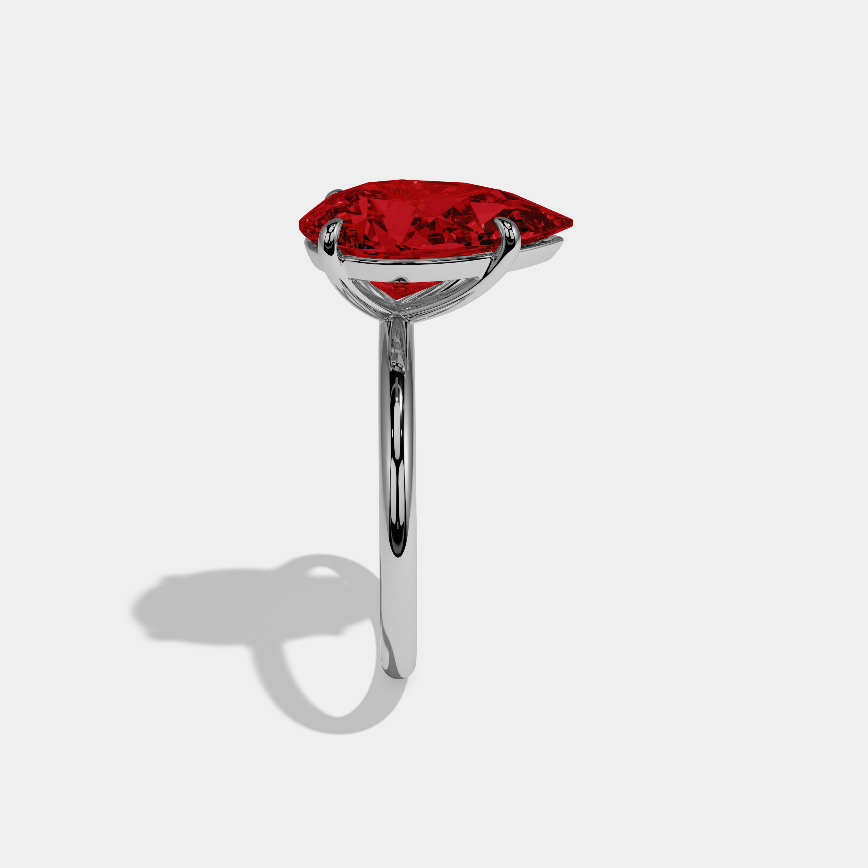 Amelia Fancy Red Pear Cut Diamond Plain Band Engagement Ring 6ct 18K White Gold