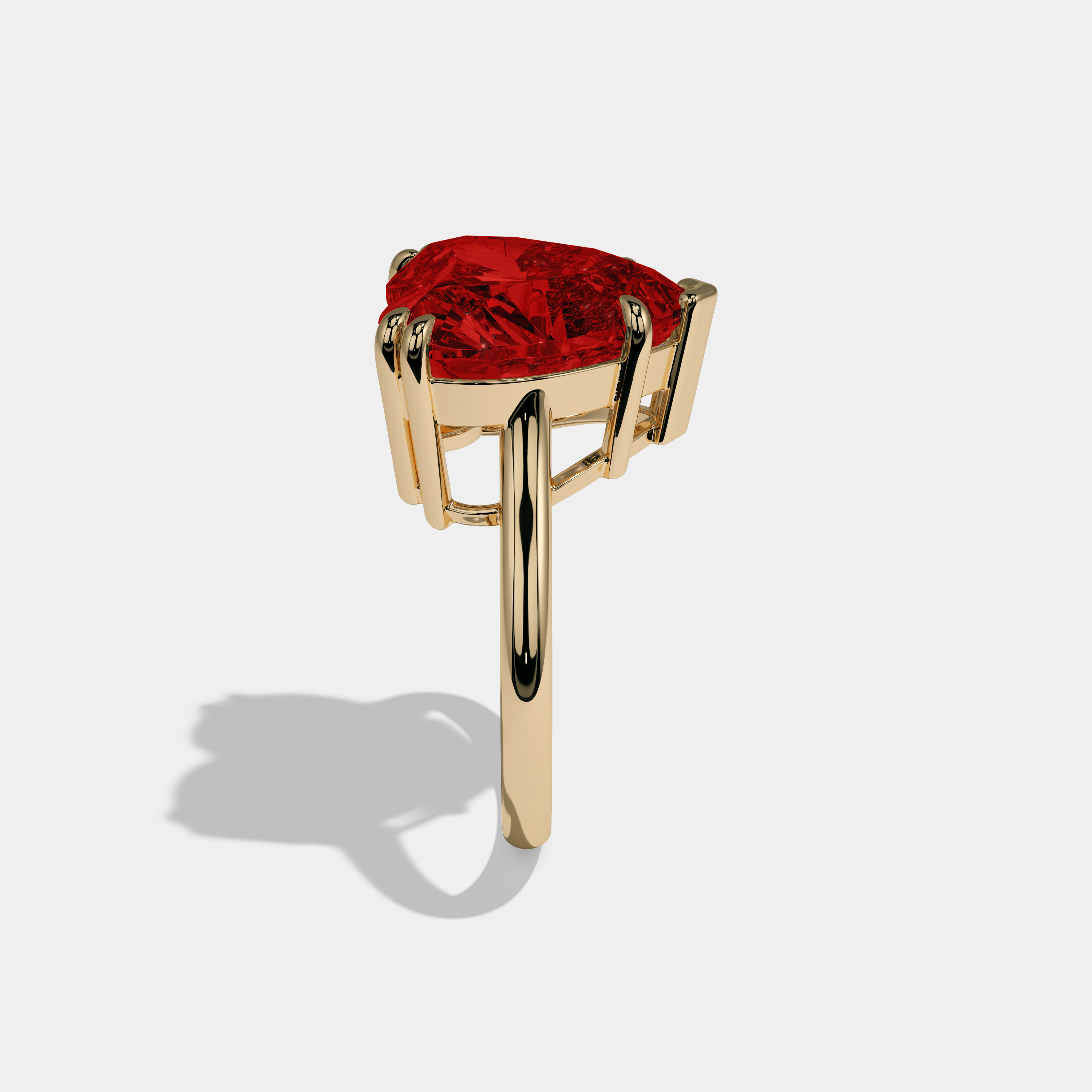 Eleanor Fancy Red Heart Brilliant Cut Diamond Plain Band Engagement Ring 6ct 18K Yellow Gold