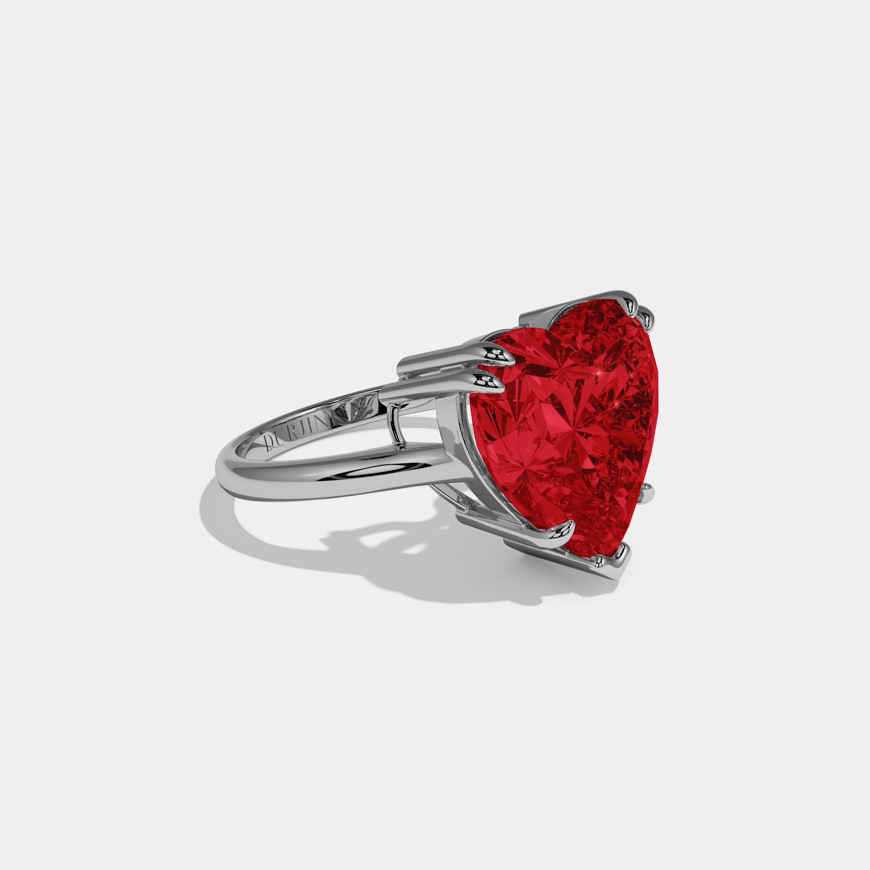 Amelia Fancy Red Heart Brilliant Cut Diamond Plain Band Engagement Ring 6ct 18K White Gold