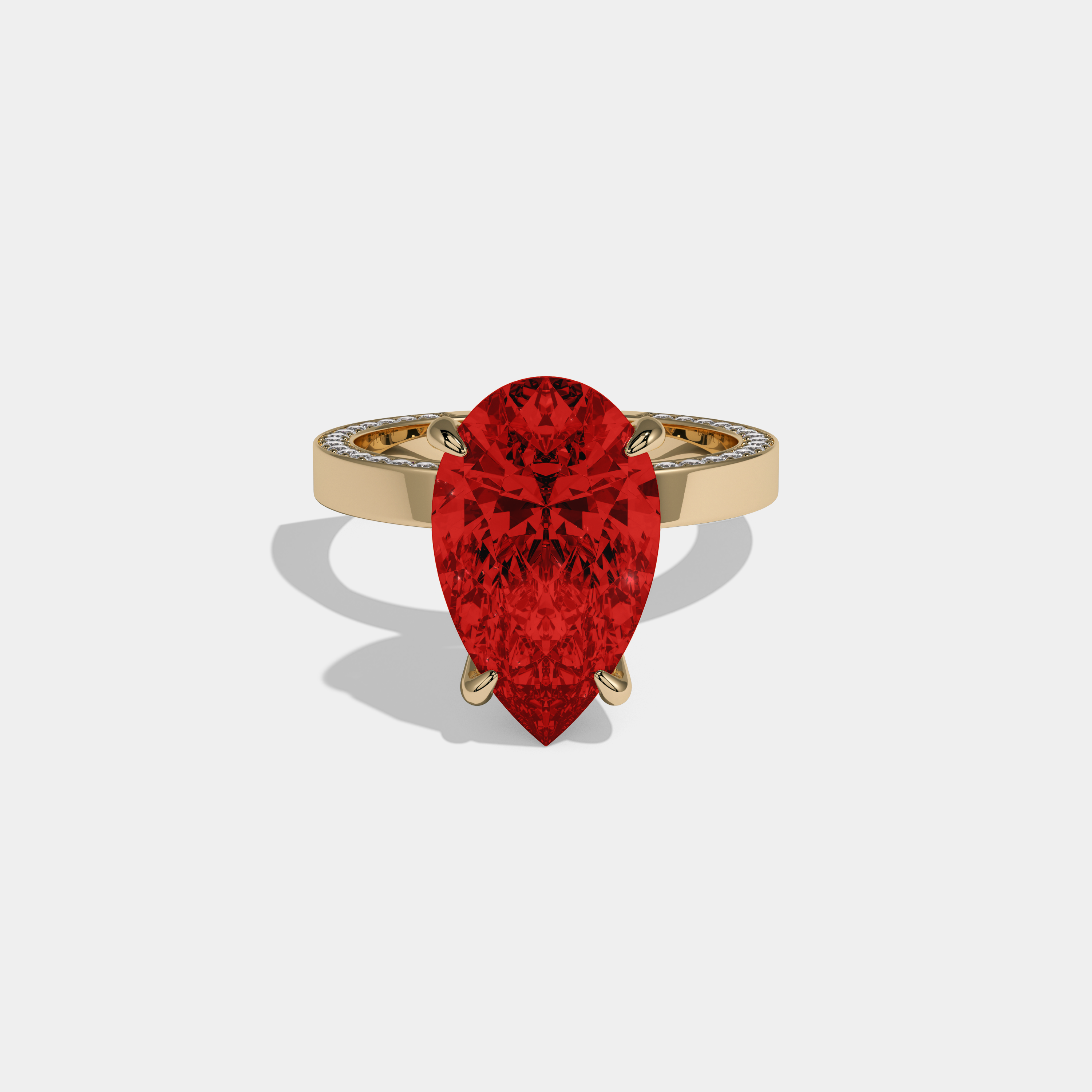 Isabella Fancy Red Pear Cut Diamond Hidden Band Engagement Ring 6ct 18K Yellow Gold