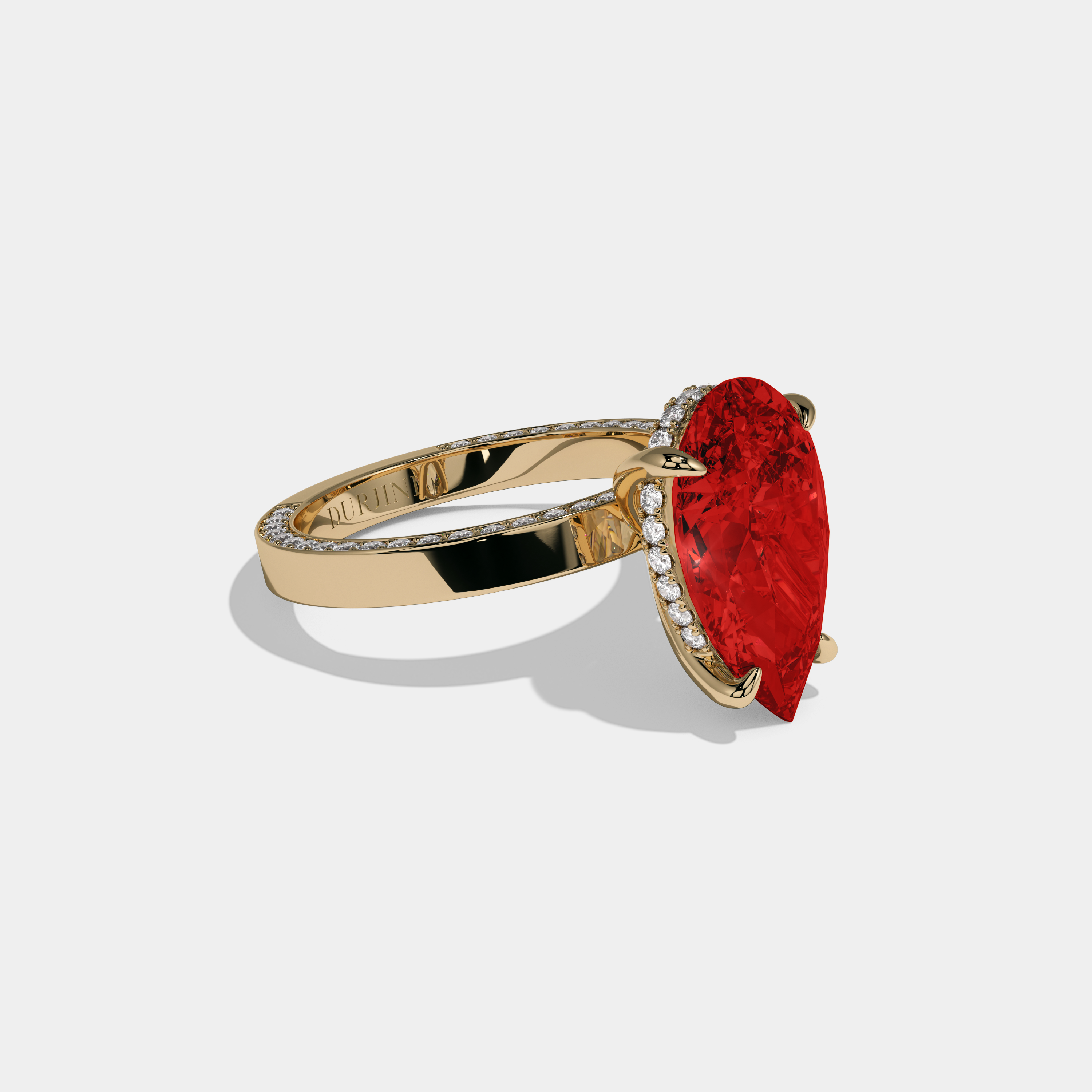 Isabella Fancy Red Pear Cut Diamond Hidden Band Engagement Ring 6ct 18K Yellow Gold