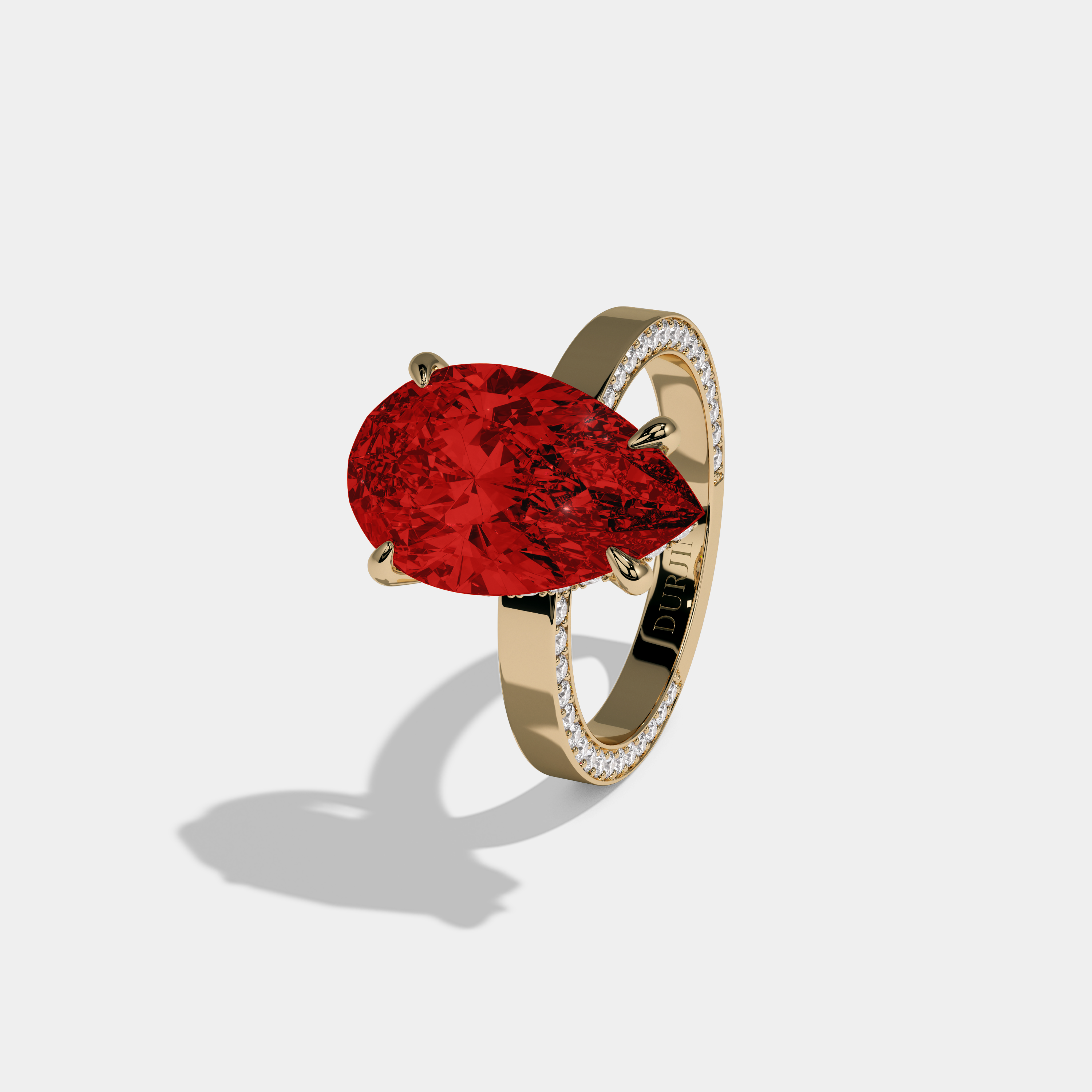 Isabella Fancy Red Pear Cut Diamond Hidden Band Engagement Ring 6ct 18K Yellow Gold