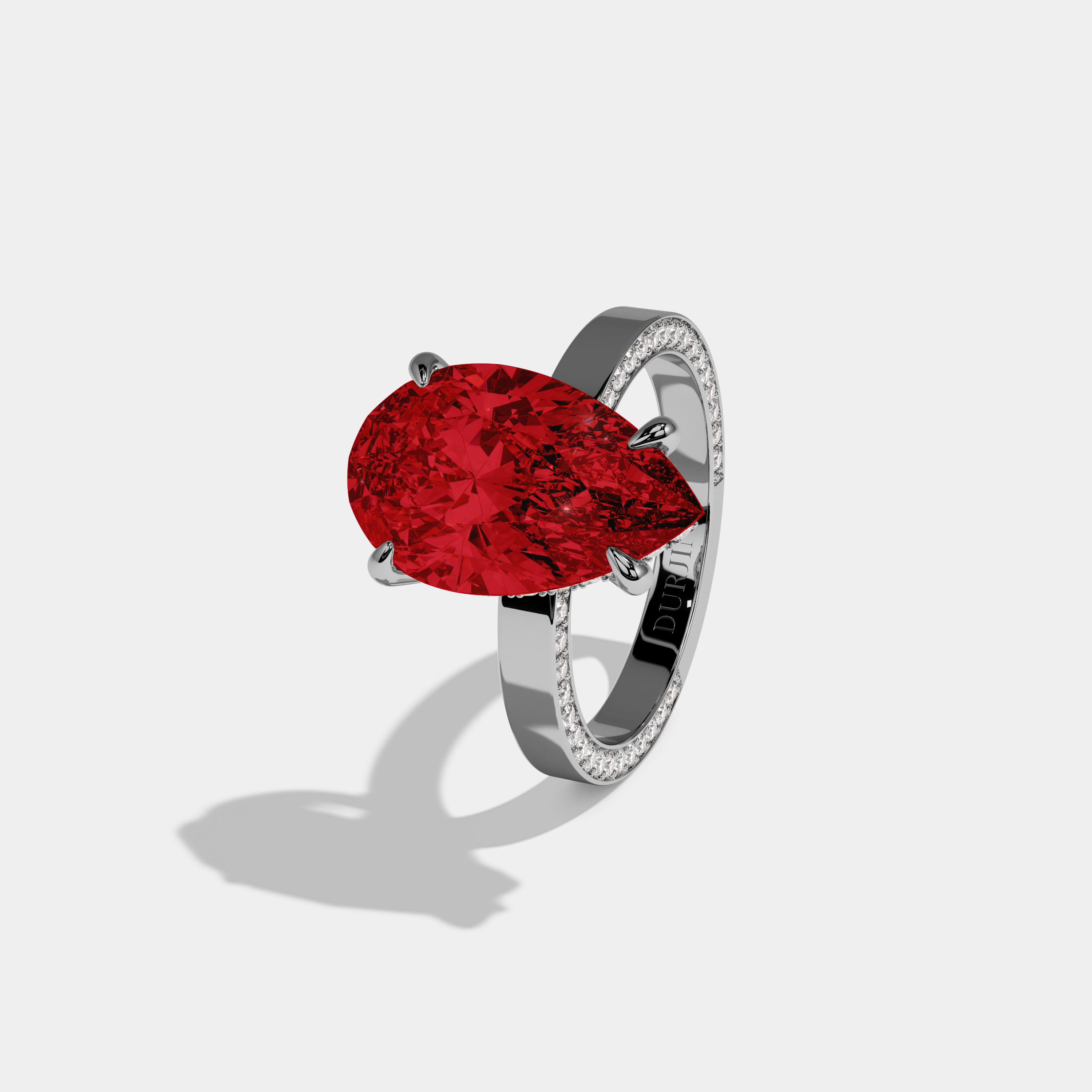 Eleanor Fancy Red Pear Cut Diamond Hidden Band Engagement Ring 6ct 18K White Gold