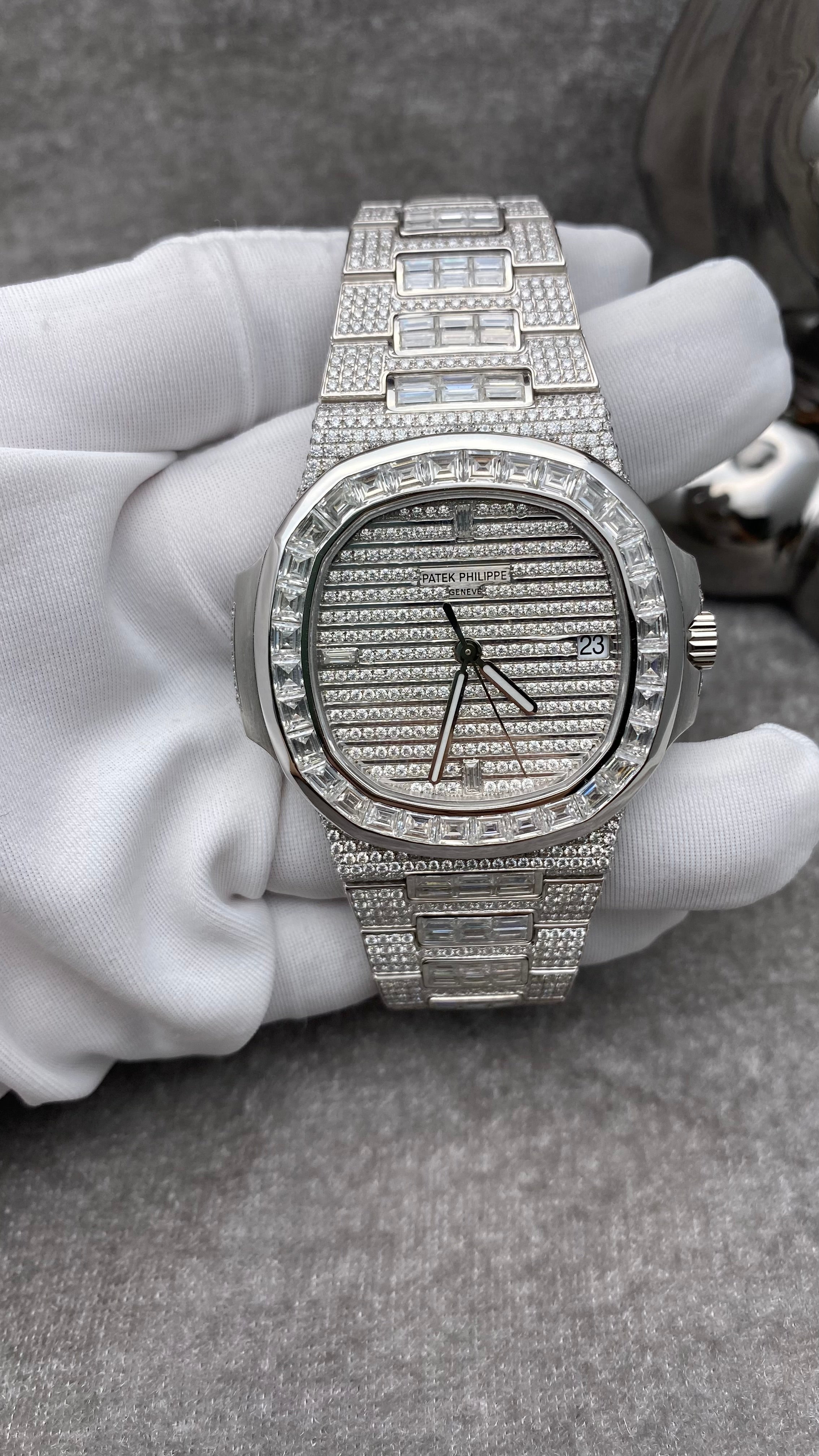 Patek Philippe Nautilus White Gold Fully Loaded Diamond Set 5719/10R-010 Watch