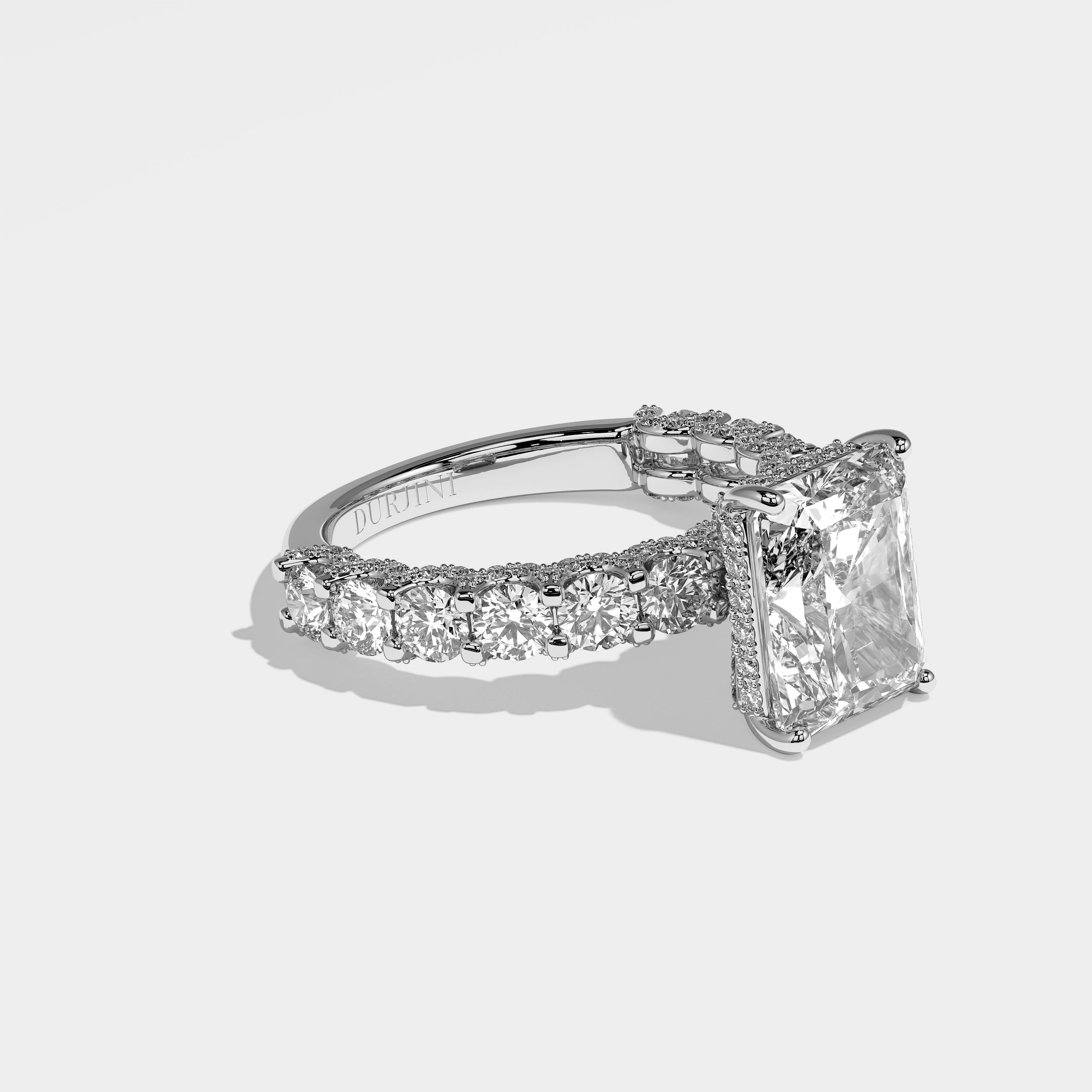 Diana Diamond Radiant Halo Engagement Ring 18K White Gold 7.00ct