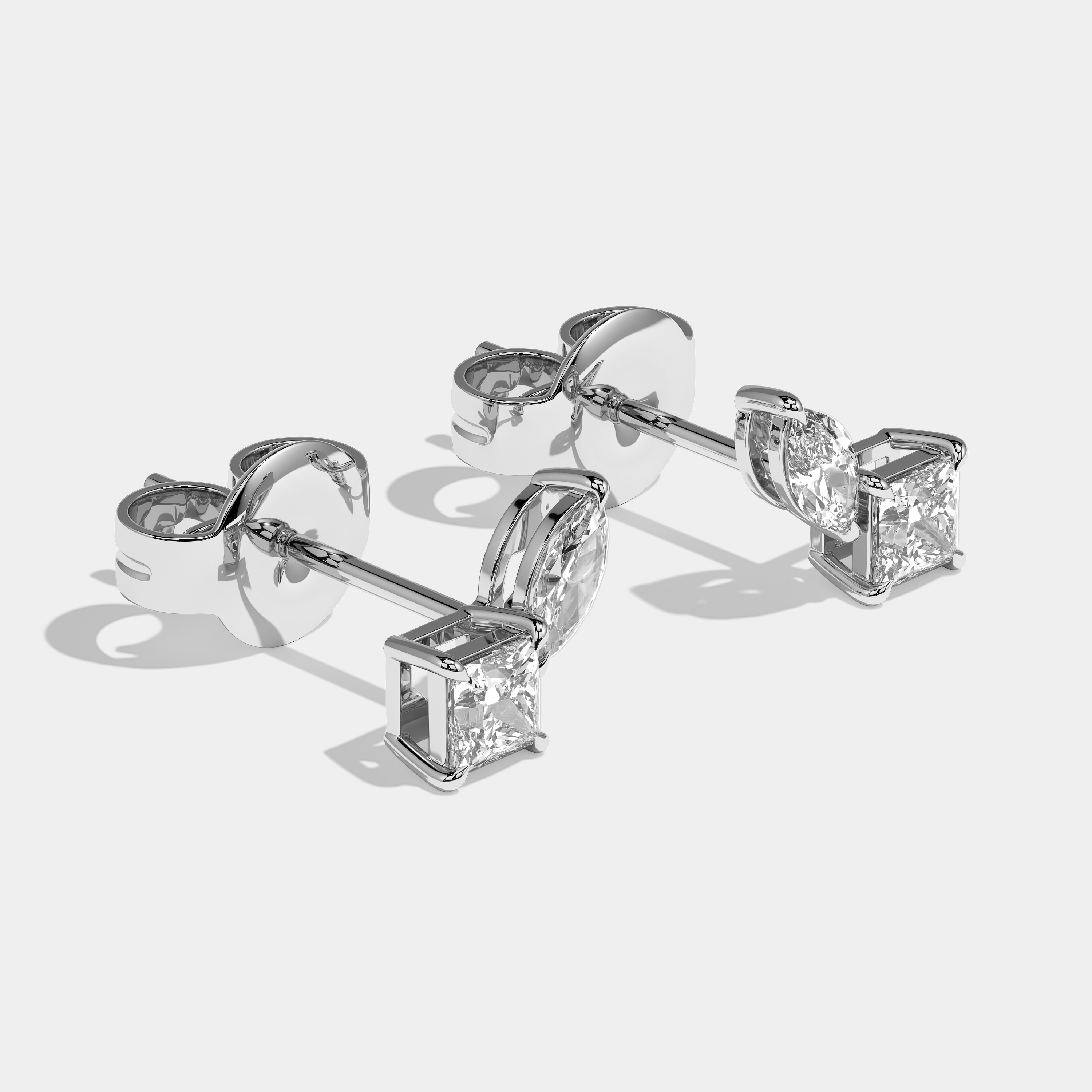 Brute Princess Brilliant Cut Diamond Earrings White Gold 2.00ct