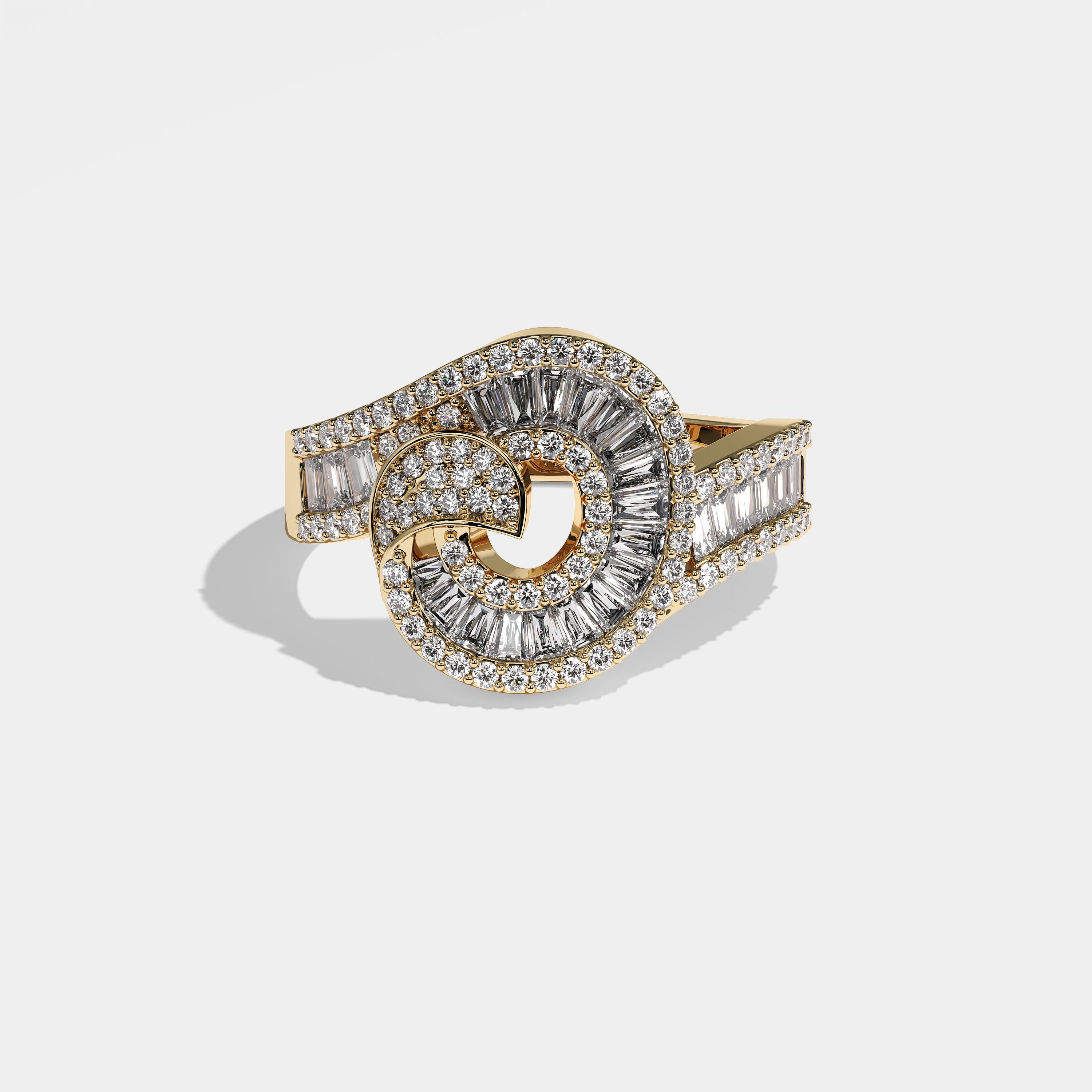 Mirrage Diamond Baguette Cut Ring 18K Yellow Gold 2.00ct