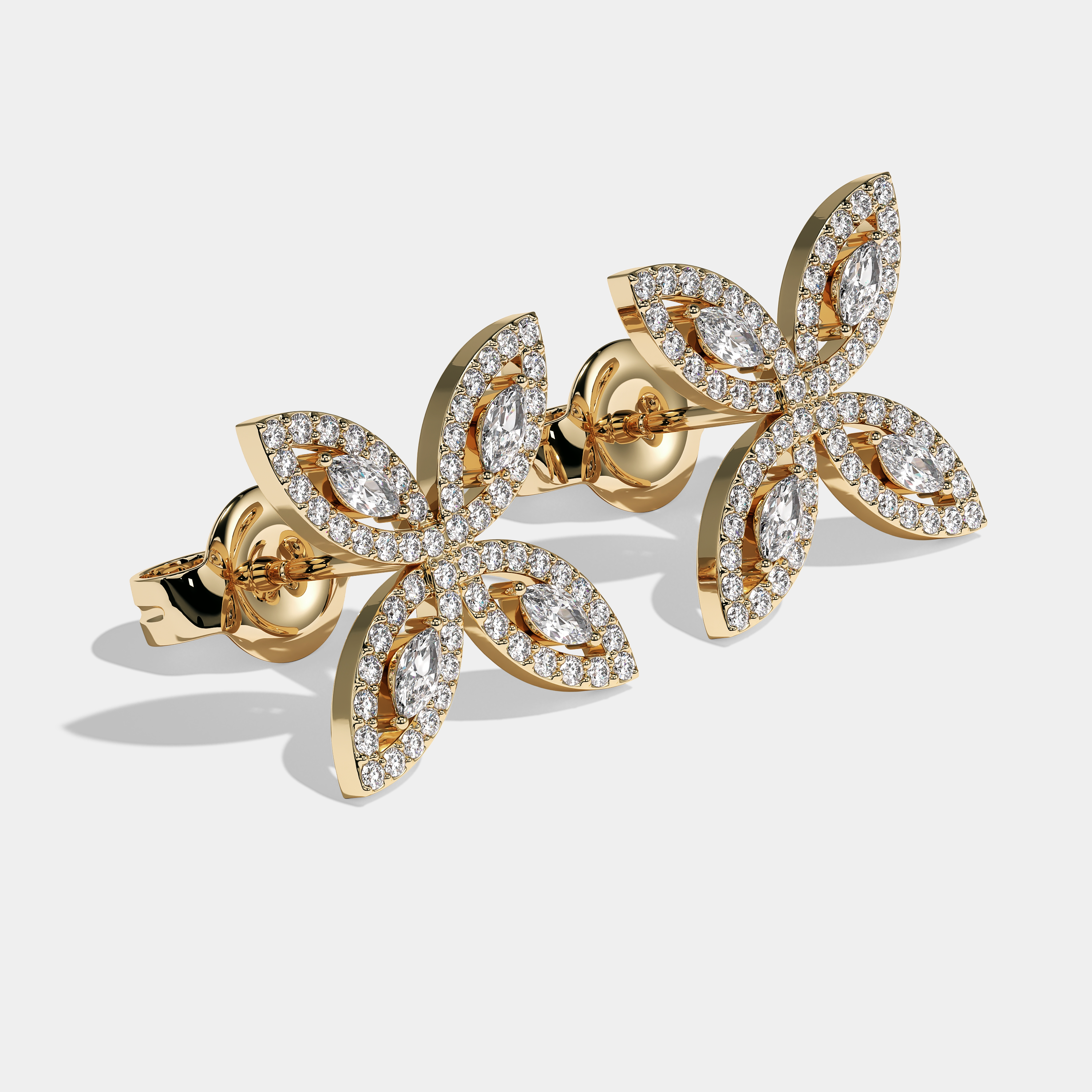 Diamond Twin Earrings | Yellow