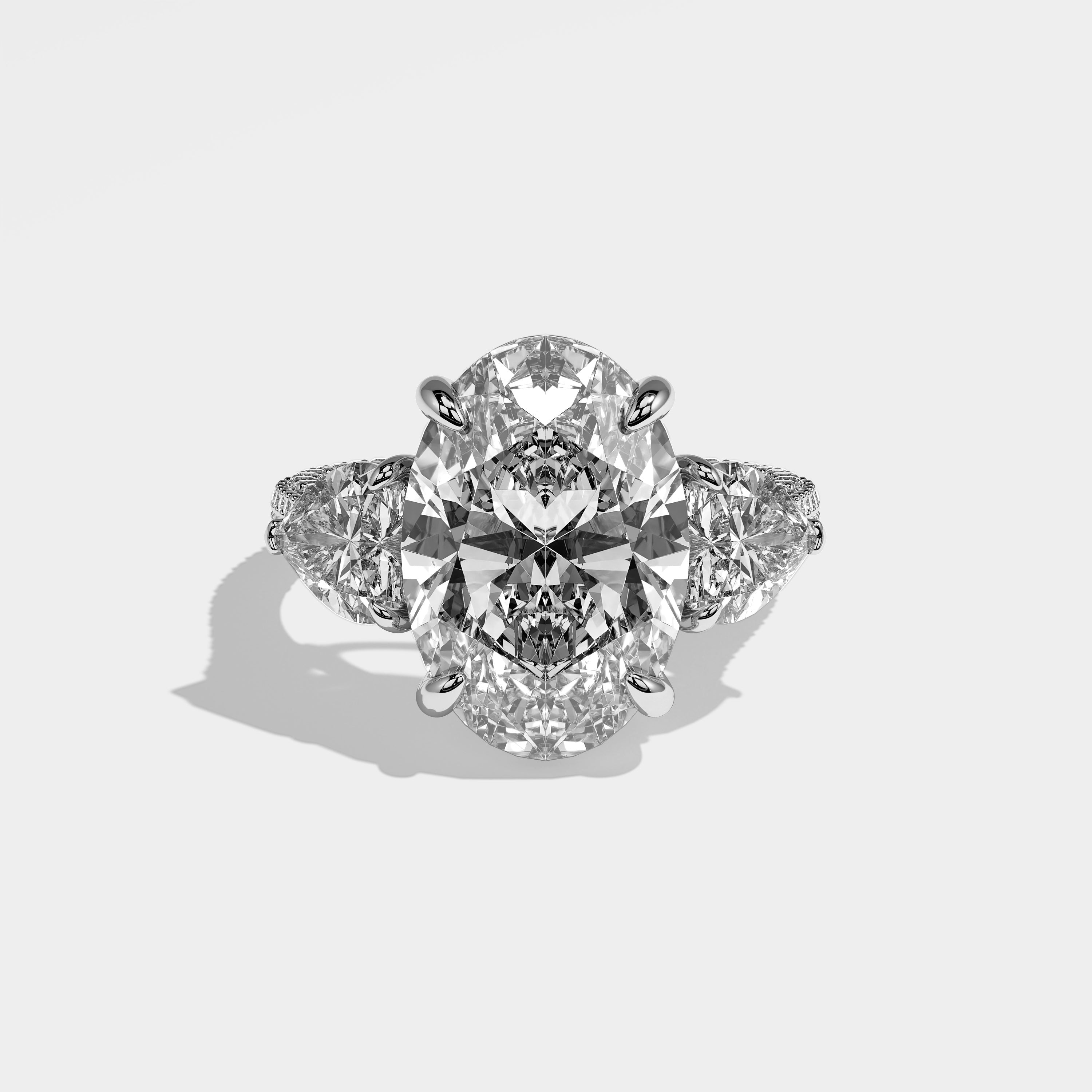 Yusra Bespoke Order Diamond Oval Engagement Ring 18K White Gold 6.00ct