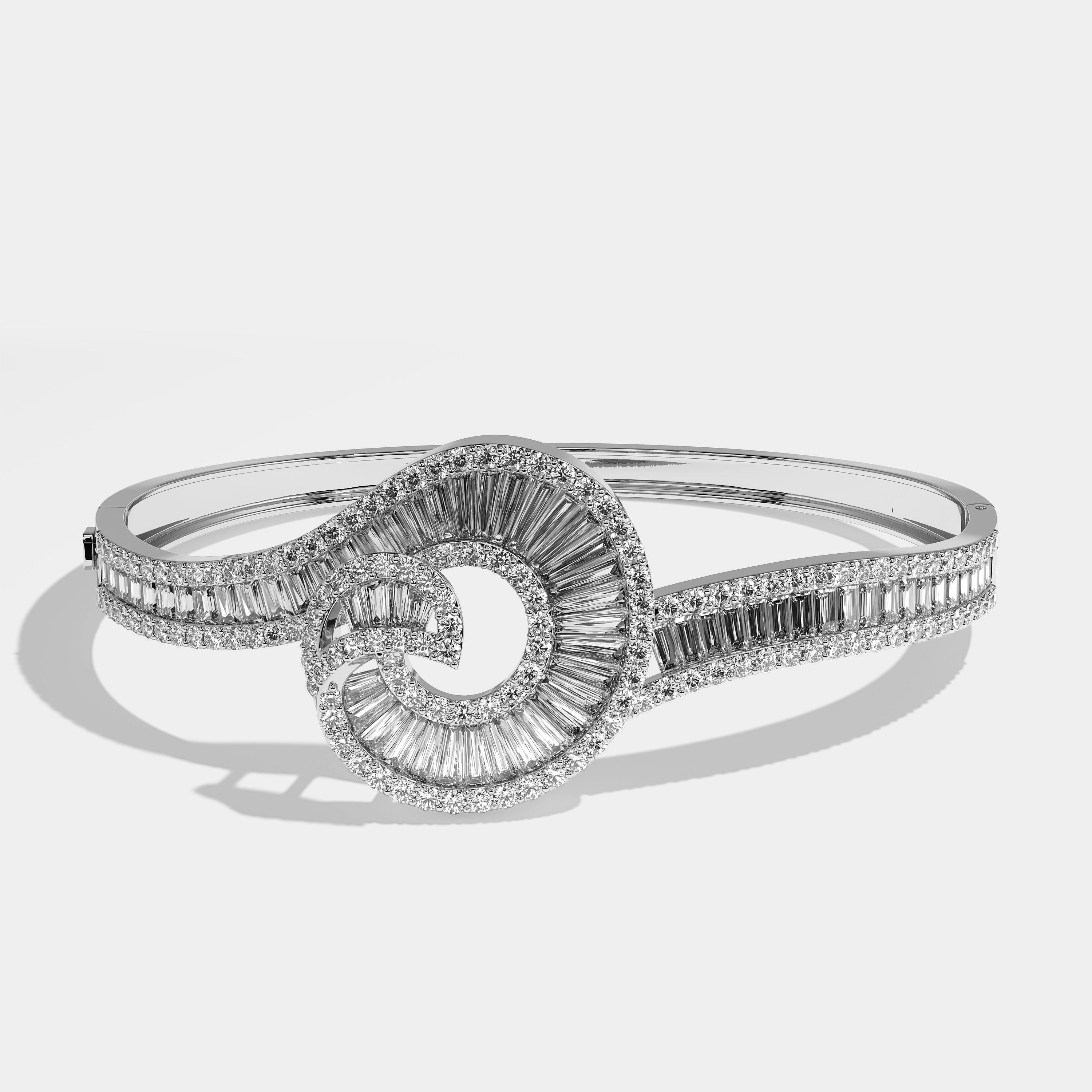 Testament Diamond Baguette Bangle/ Bracelet 18K White Gold 8.00ct