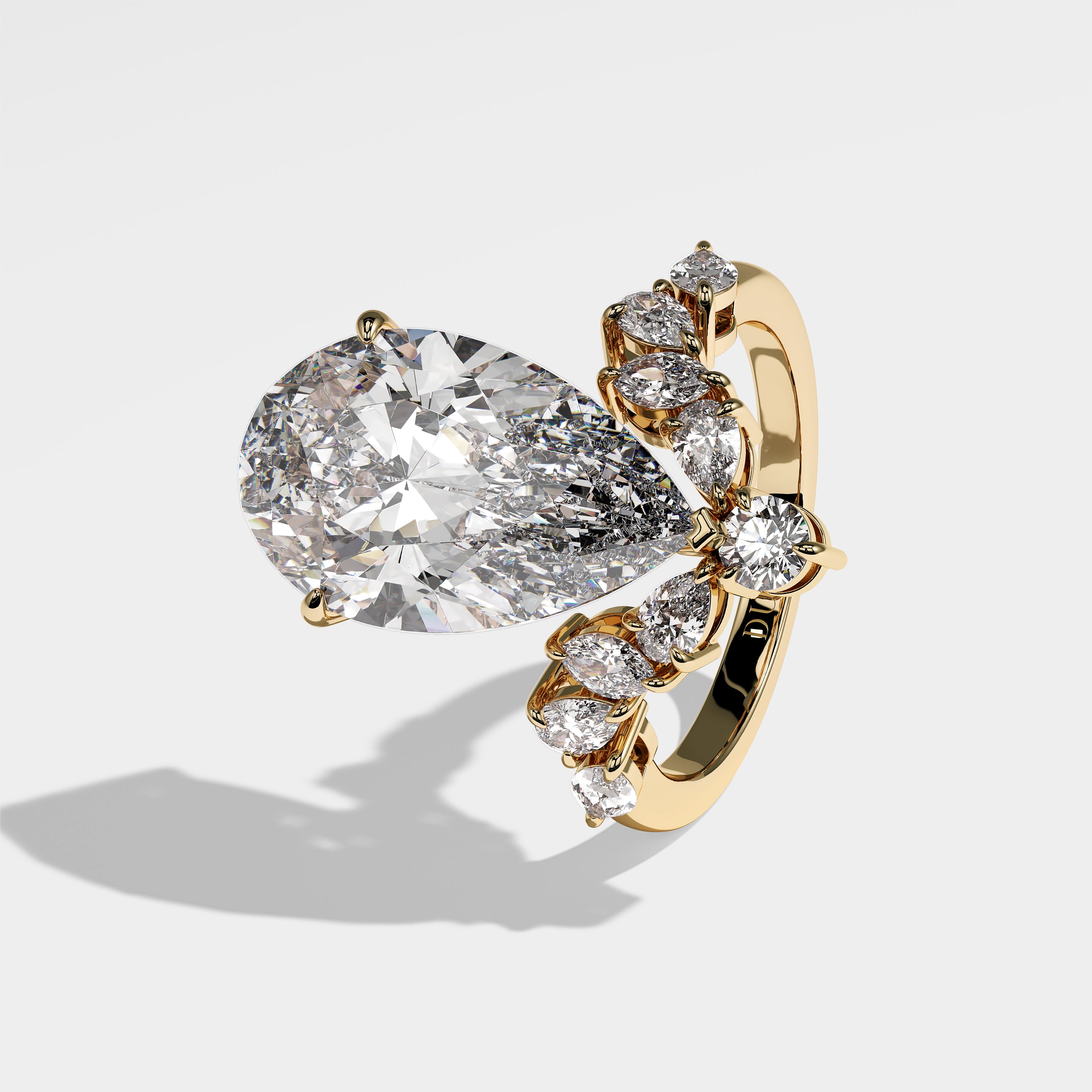 Emira Diamond Pear Halo Engagement Ring 18K Yellow Gold 18.00ct