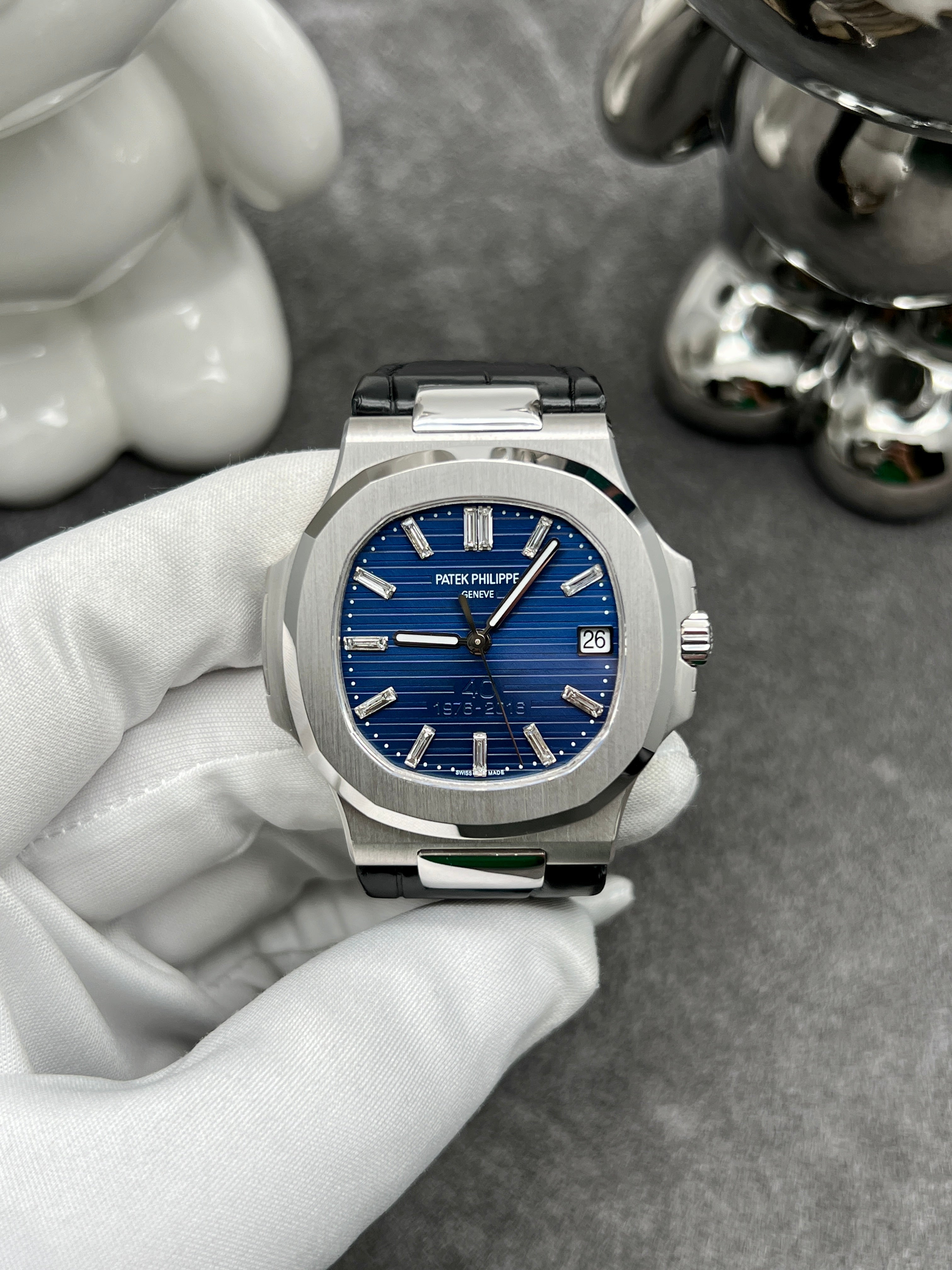 Patek Philippe Patek Blue Dial 5711 40mm Leather Strap