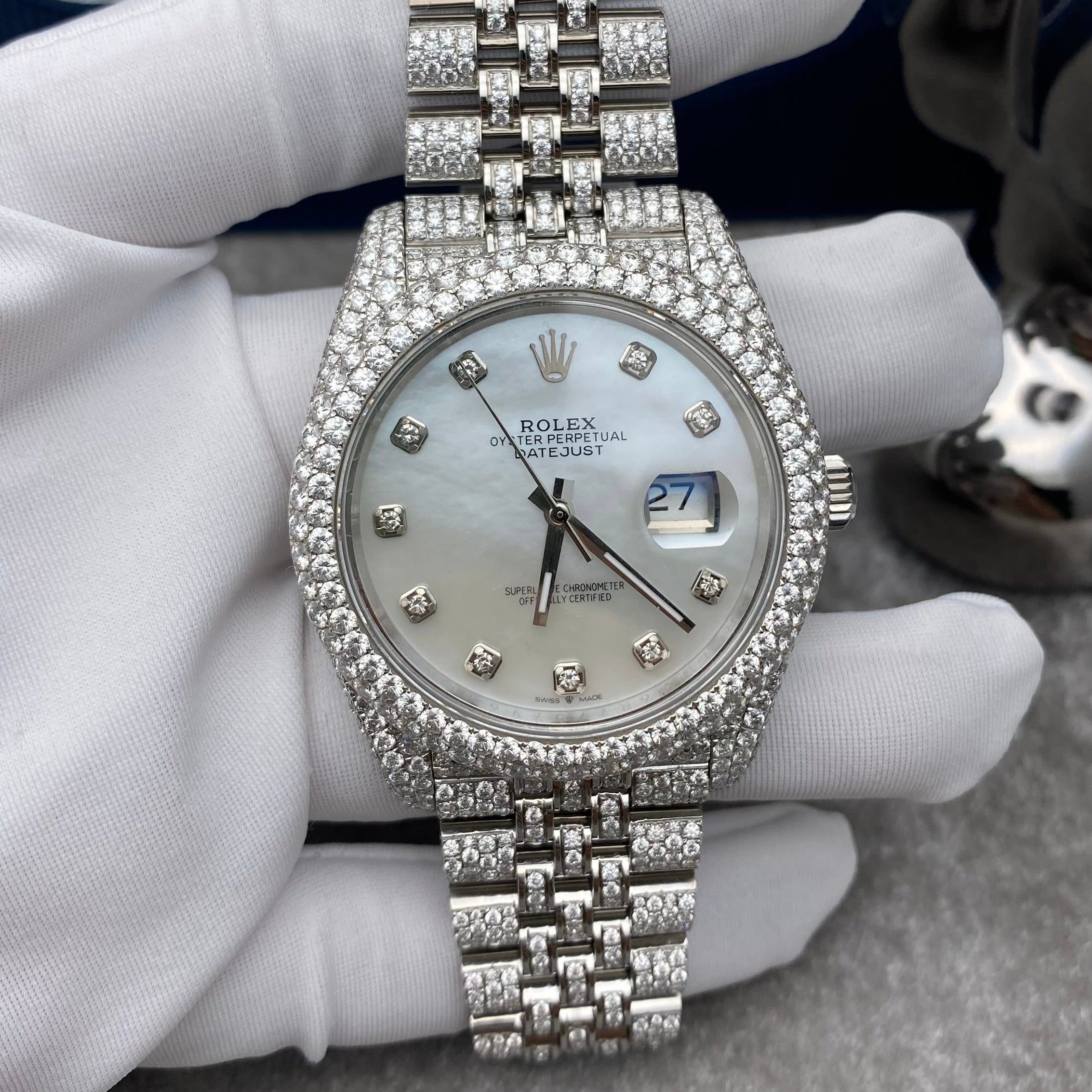 Women’s Customised Diamond Rolex Datejust Mother Of Pearl 36MM 126234