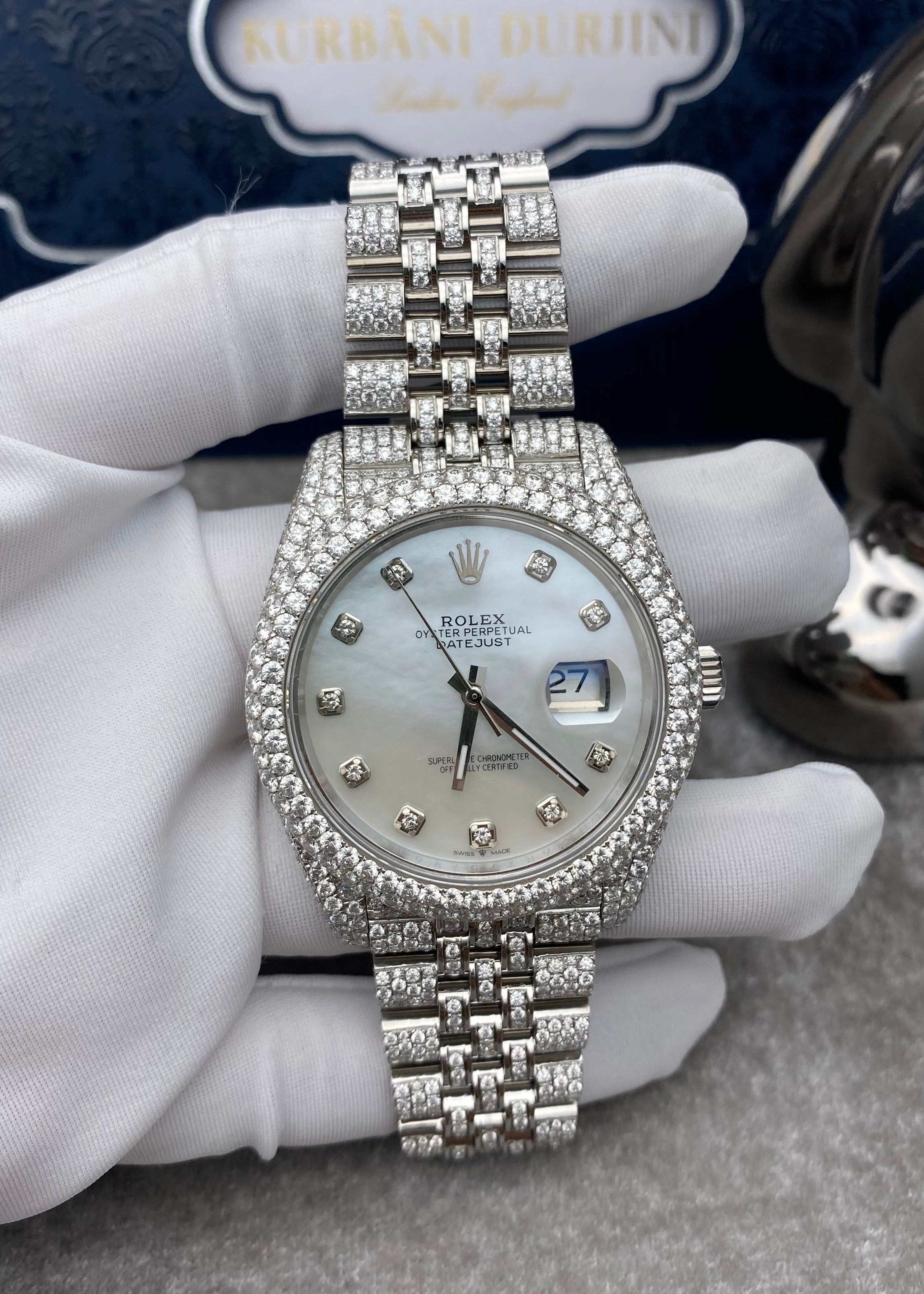 Women’s Customised Diamond Rolex Datejust Mother Of Pearl 36MM 126234