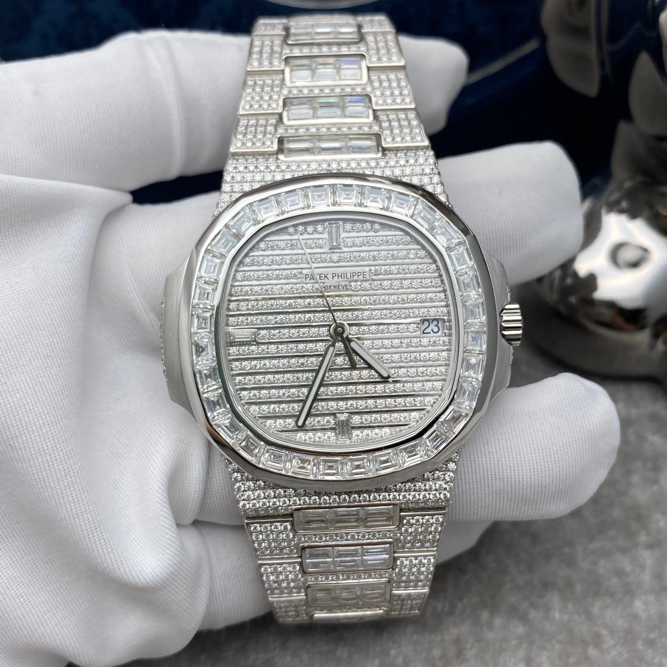 Patek Philippe Nautilus White Gold Fully Loaded Diamond Set 5719/10R-010 Watch