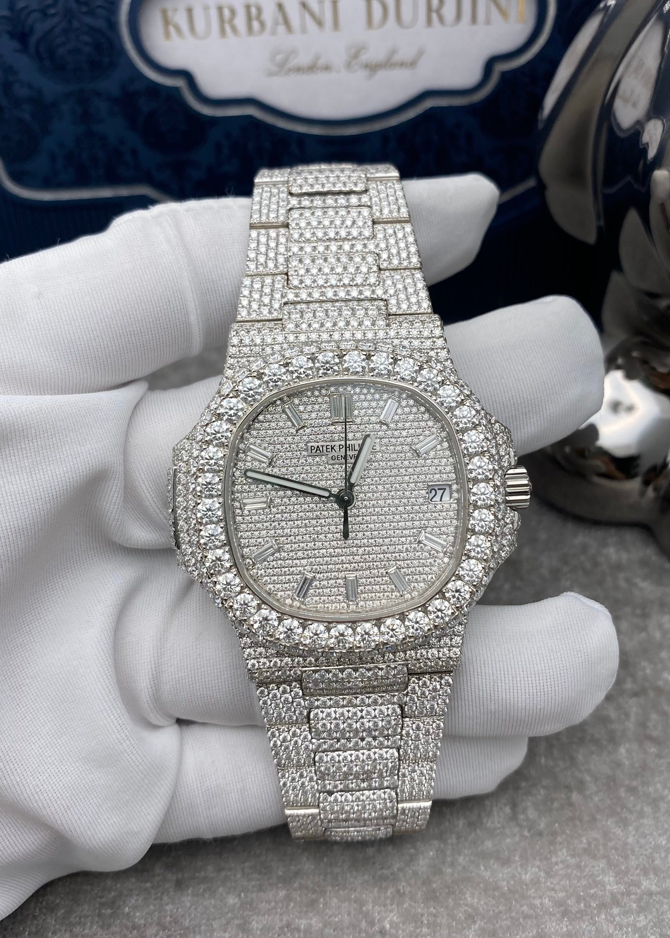 Patek Philippe Nautilus 5711/1A White Gold Pave Set VVS Diamond Watch