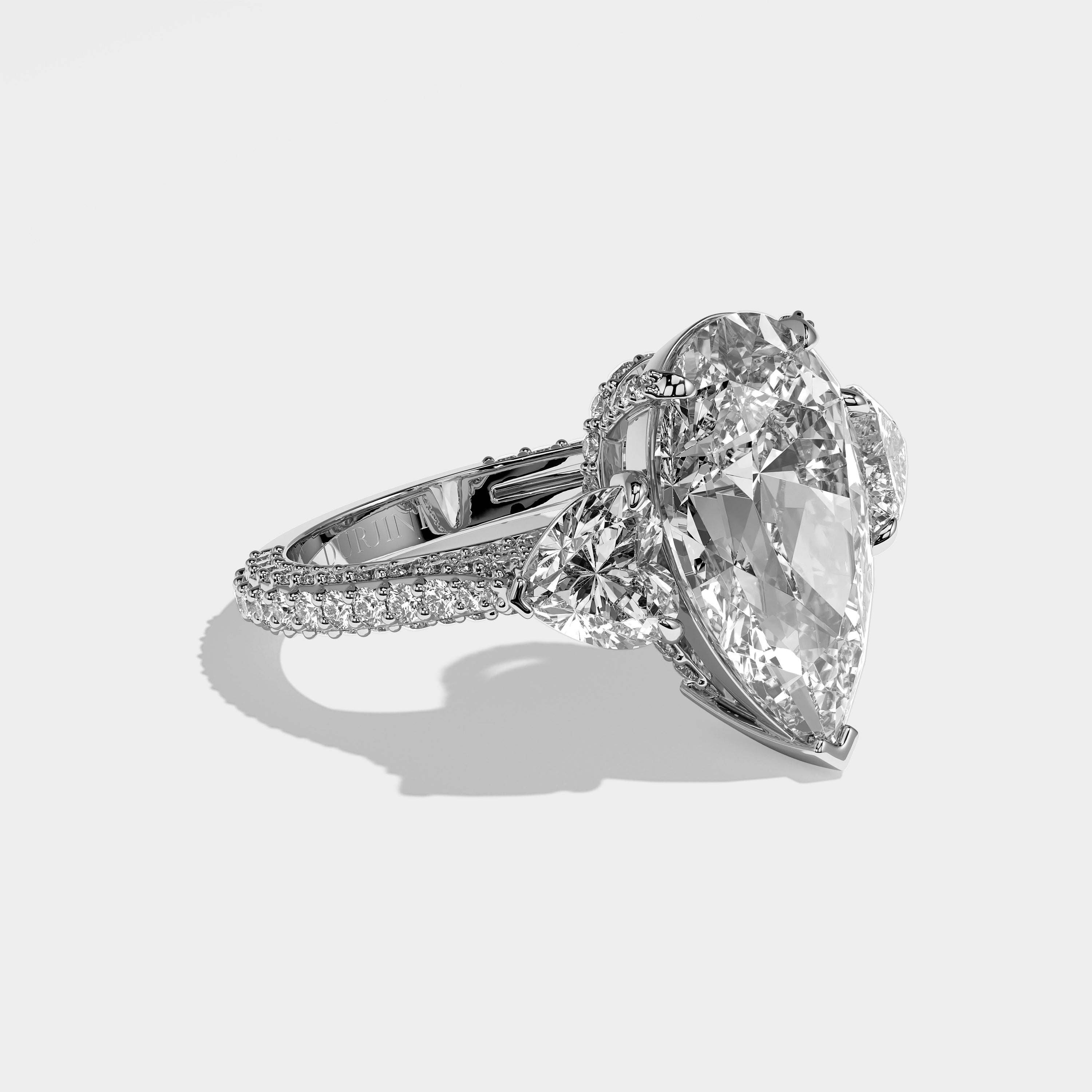 Katrina Diamond Pear Engagement Ring 18K White Gold 8.00ct D/VVS1