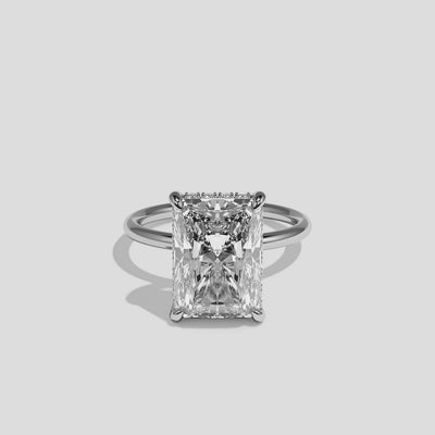 360 view Thalor Étoile Diamond Radiant Halo Engagement Ring 18K White Gold Kurbãni Durjini