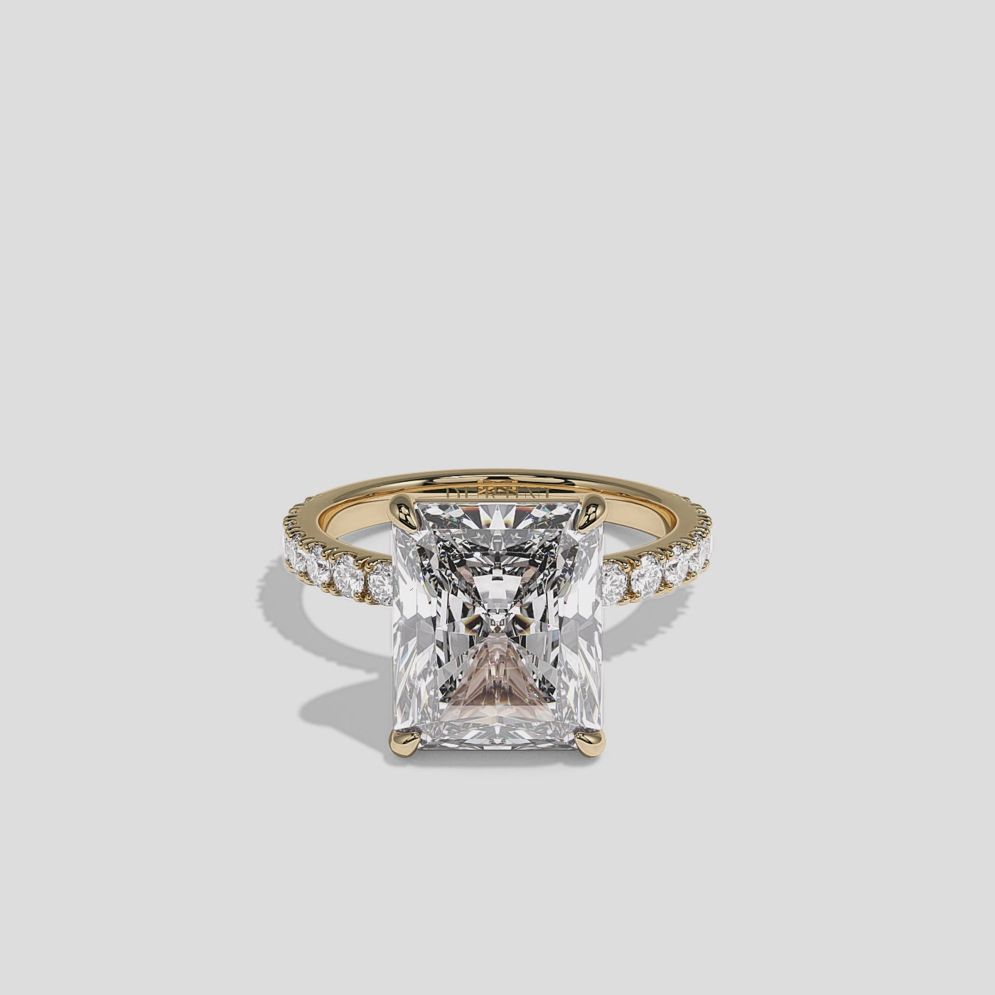 360 degree view Aerion Royale Diamond Radiant Halo Engagement Ring Yellow Gold Kurbãni Durjini