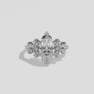 360 degree View – Kurbãni Durjini Mina Diamond Oval Engagement Ring White Gold